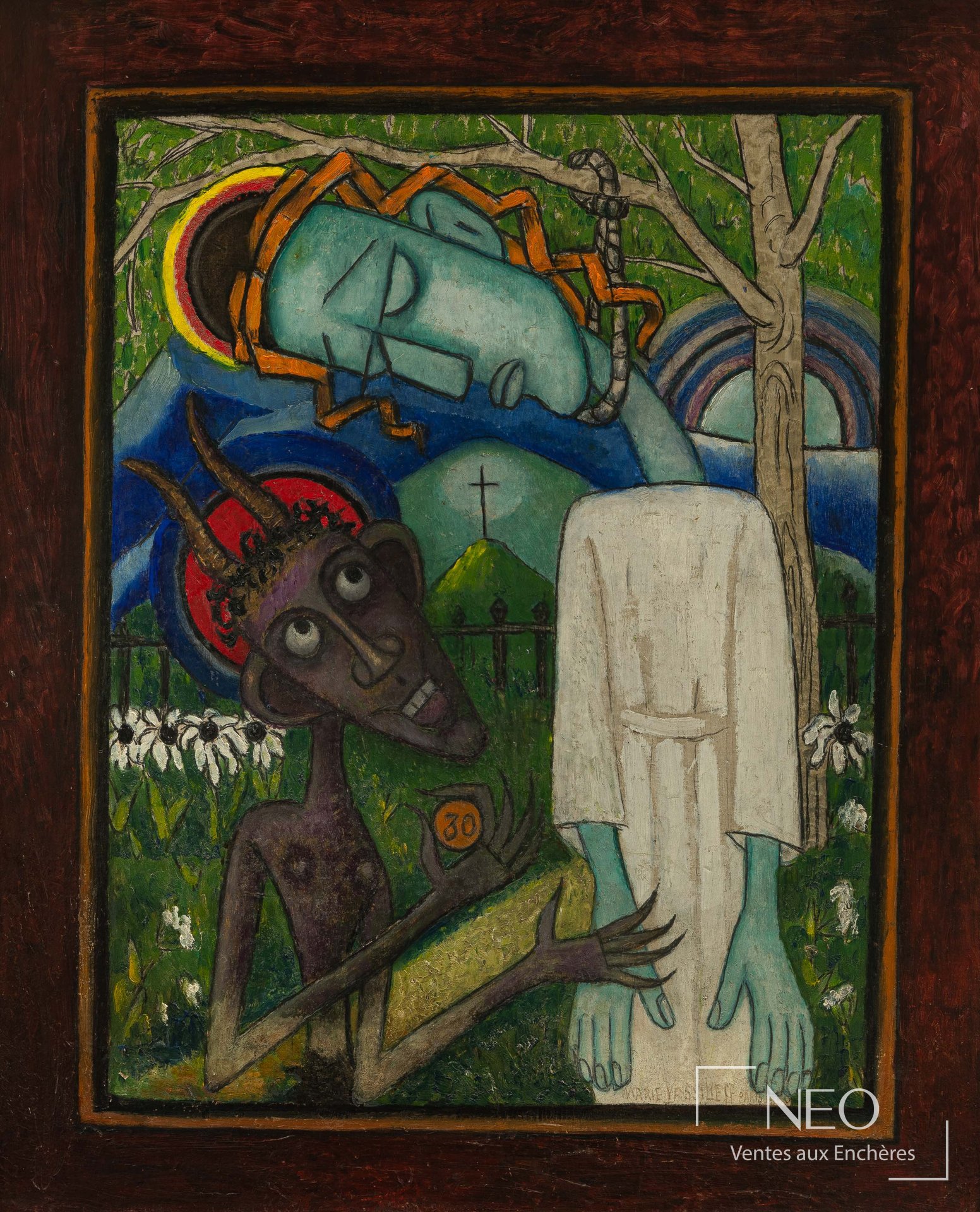 Marie Vassilieff Lucifer, huile sur toile signée et datée 1950