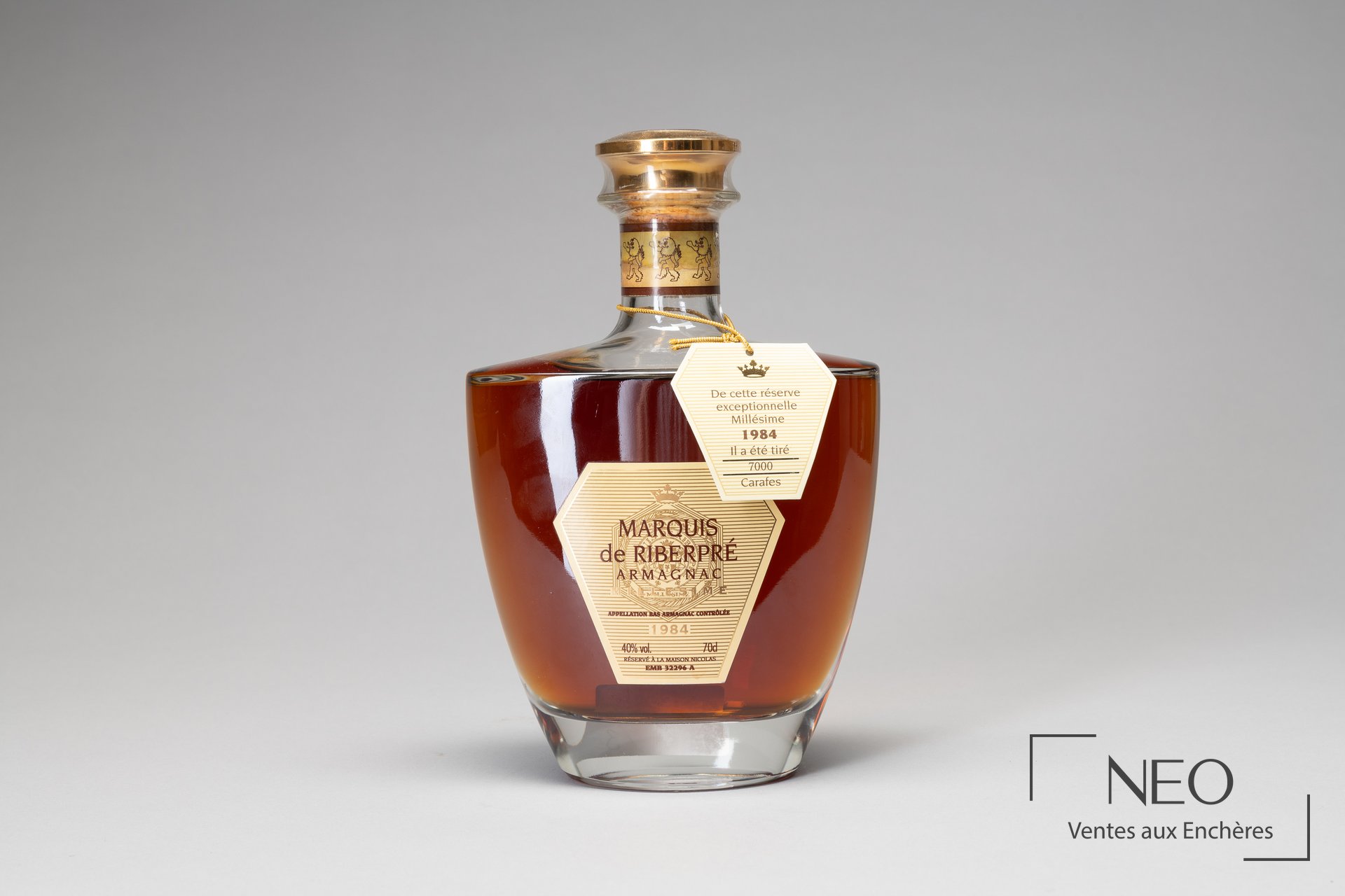 Marquis de Riberpré, bouteille d’Armagnac millésimé 1984