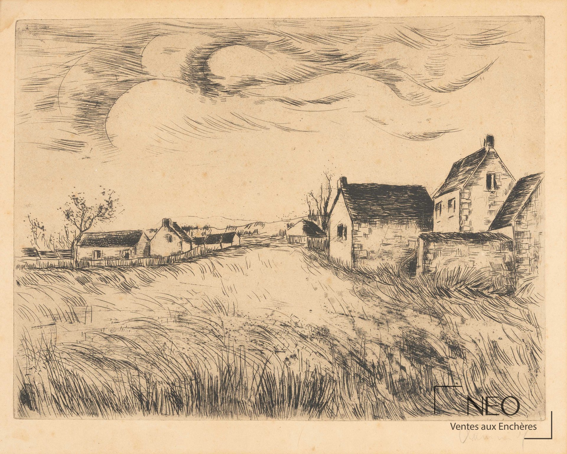 Maurice de Vlaminck, La plaine de Boissy les Perches, eau-forte