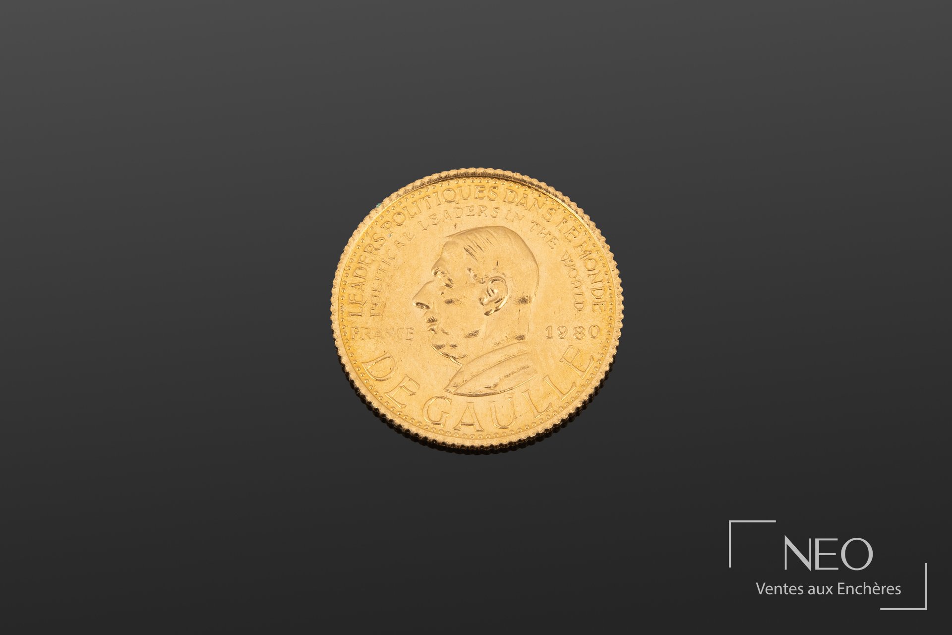 Médaille commémorative en or jaune 22K pour le 40e anniversaire de l’appel du 18 juin 1940