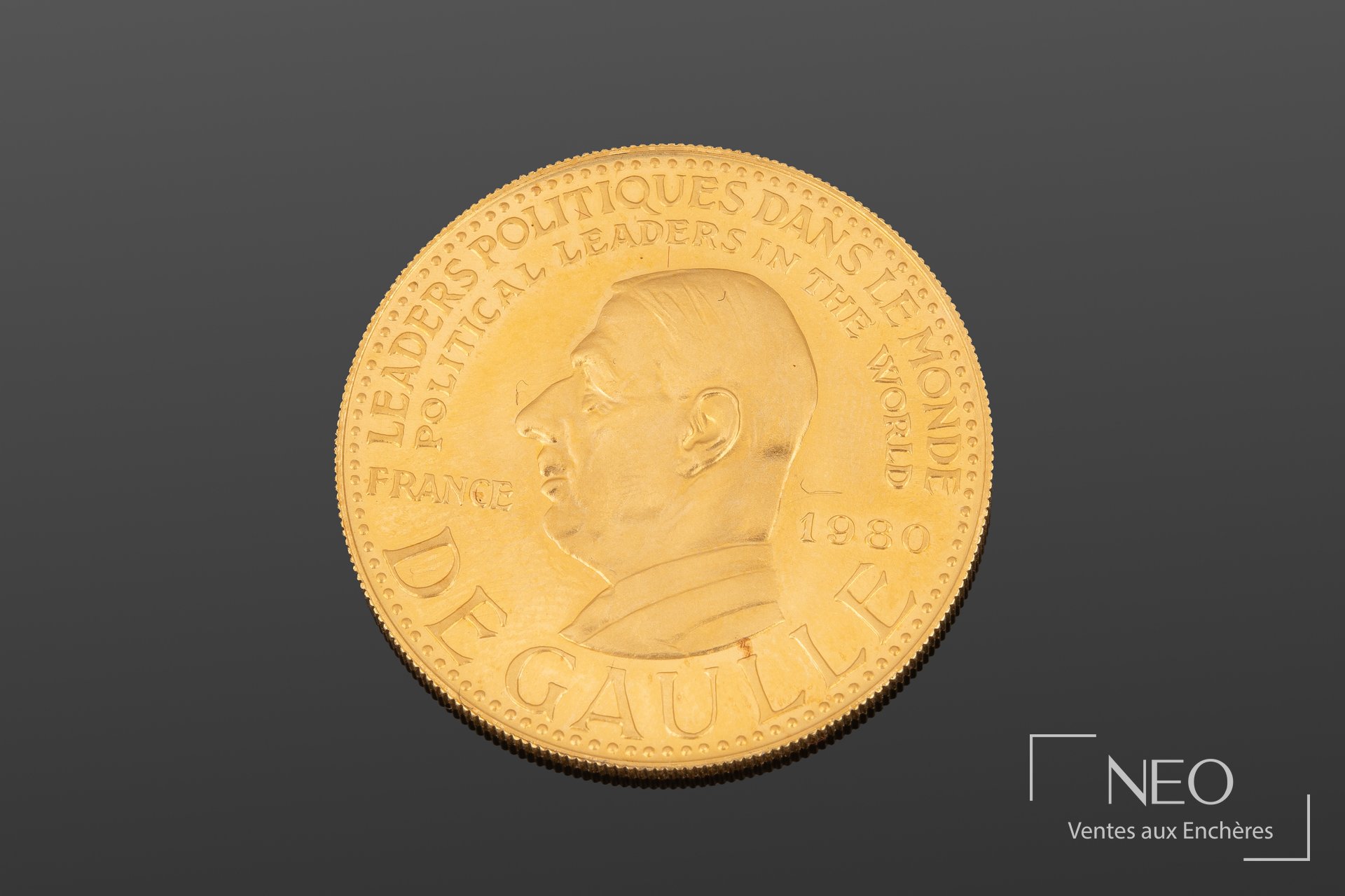 Médaille commémorative en or jaune 22K pour le 40e anniversaire de l’appel du 18 juin 1940