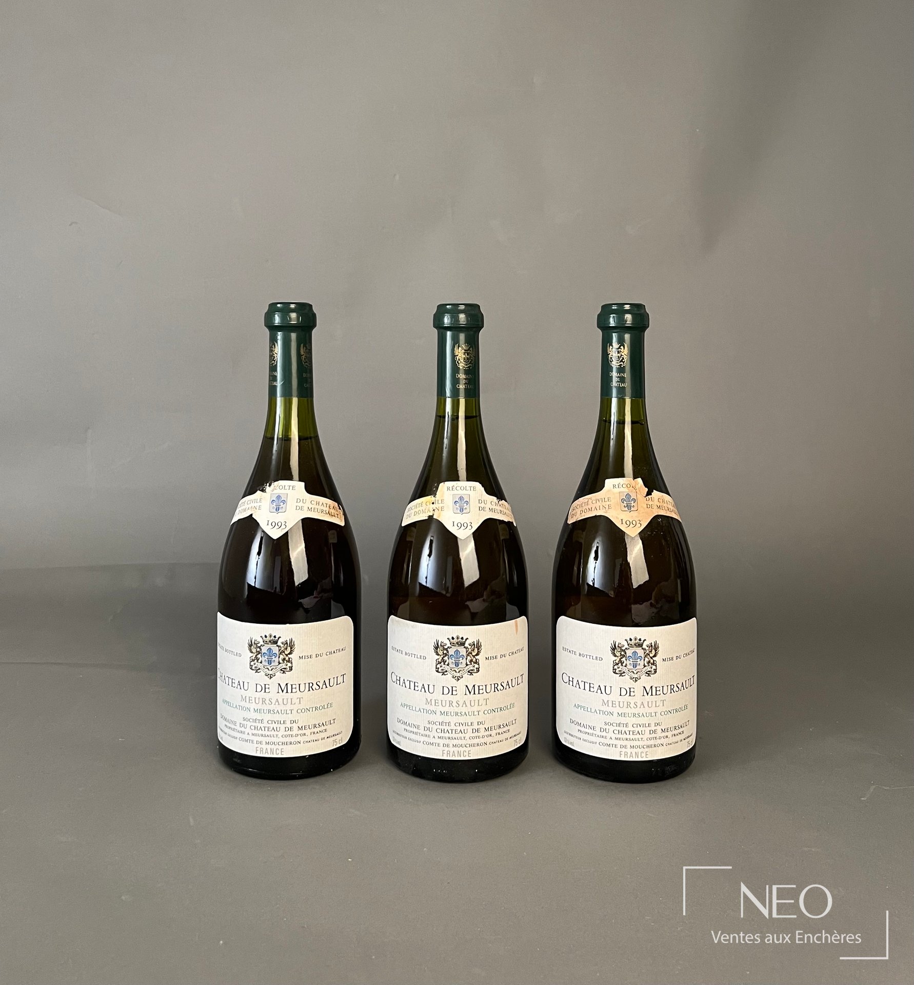 Meursault Château de Meursault 1993, trois bouteilles