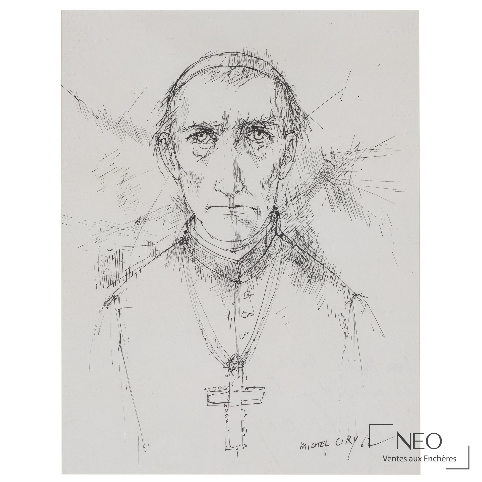 Portrait d’un ecclésiastique à l’encre