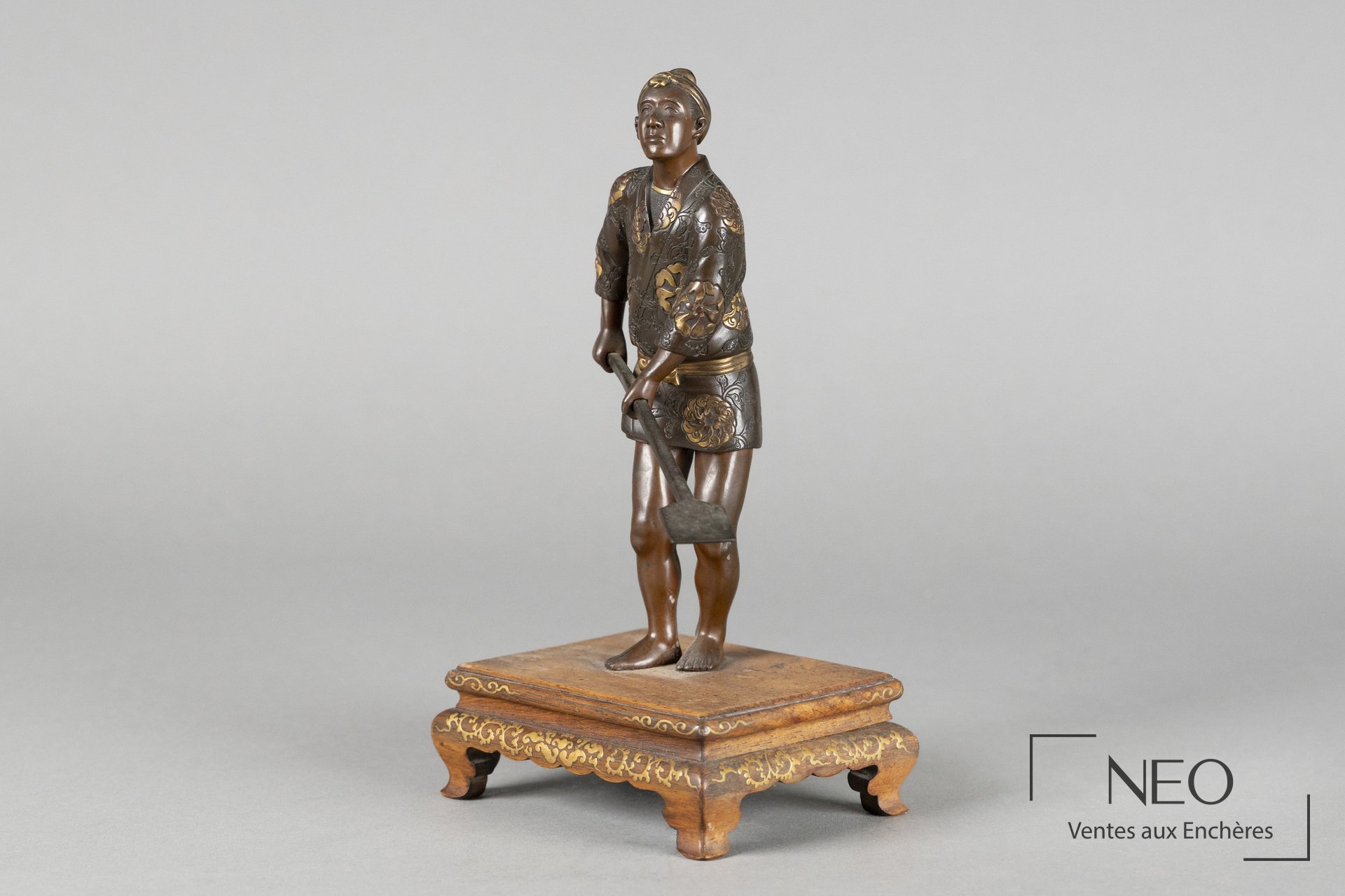 Miyao batelier okimono en bronze de l’époque Meiji