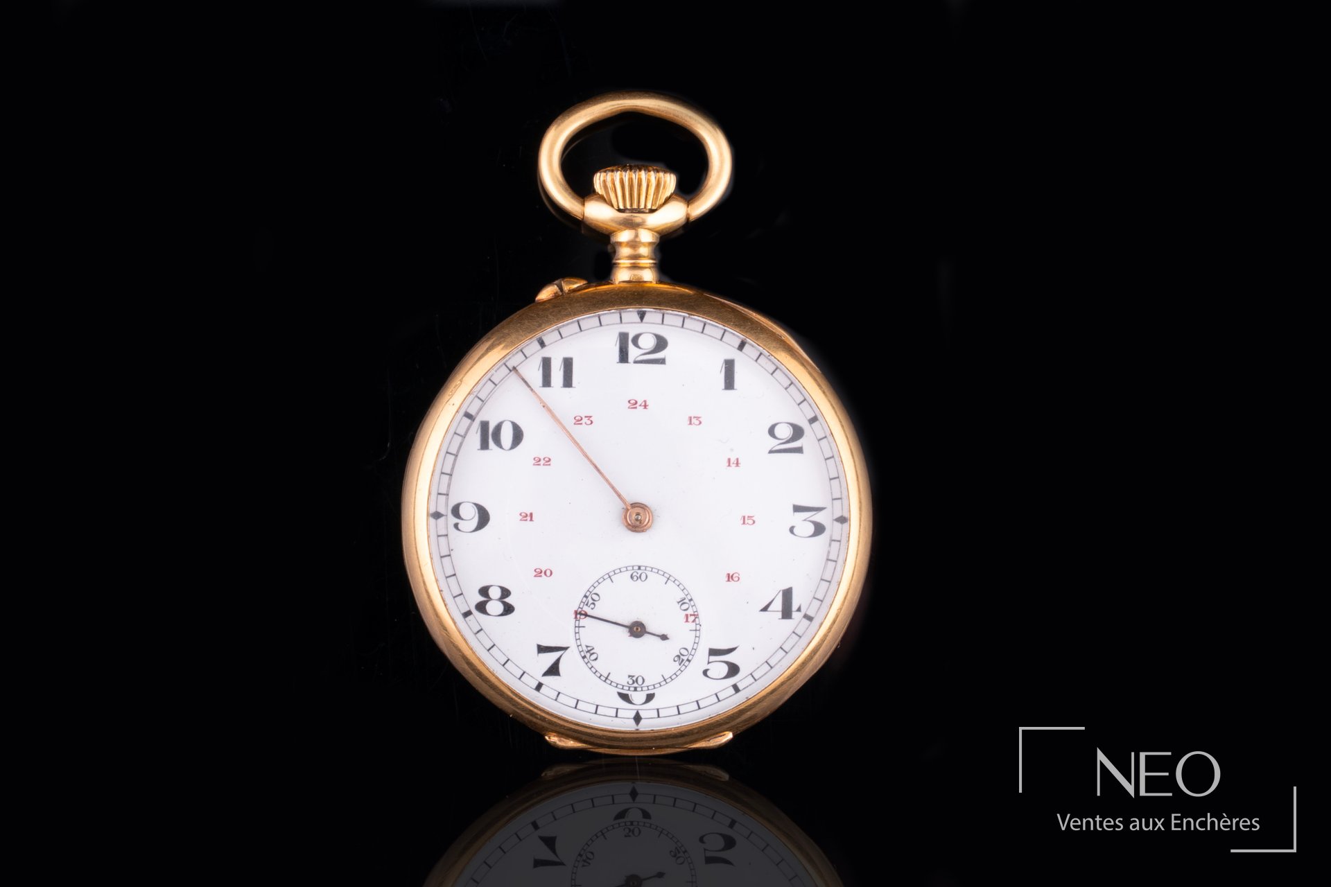 Montre à gousset en or jaune 18 carats, mouvement mécanique