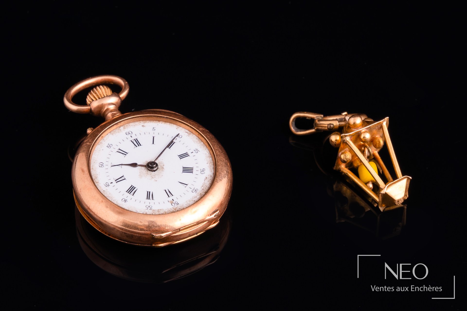 Montre à gousset en or rose 18 carats, cache poussière numéroté 38100
