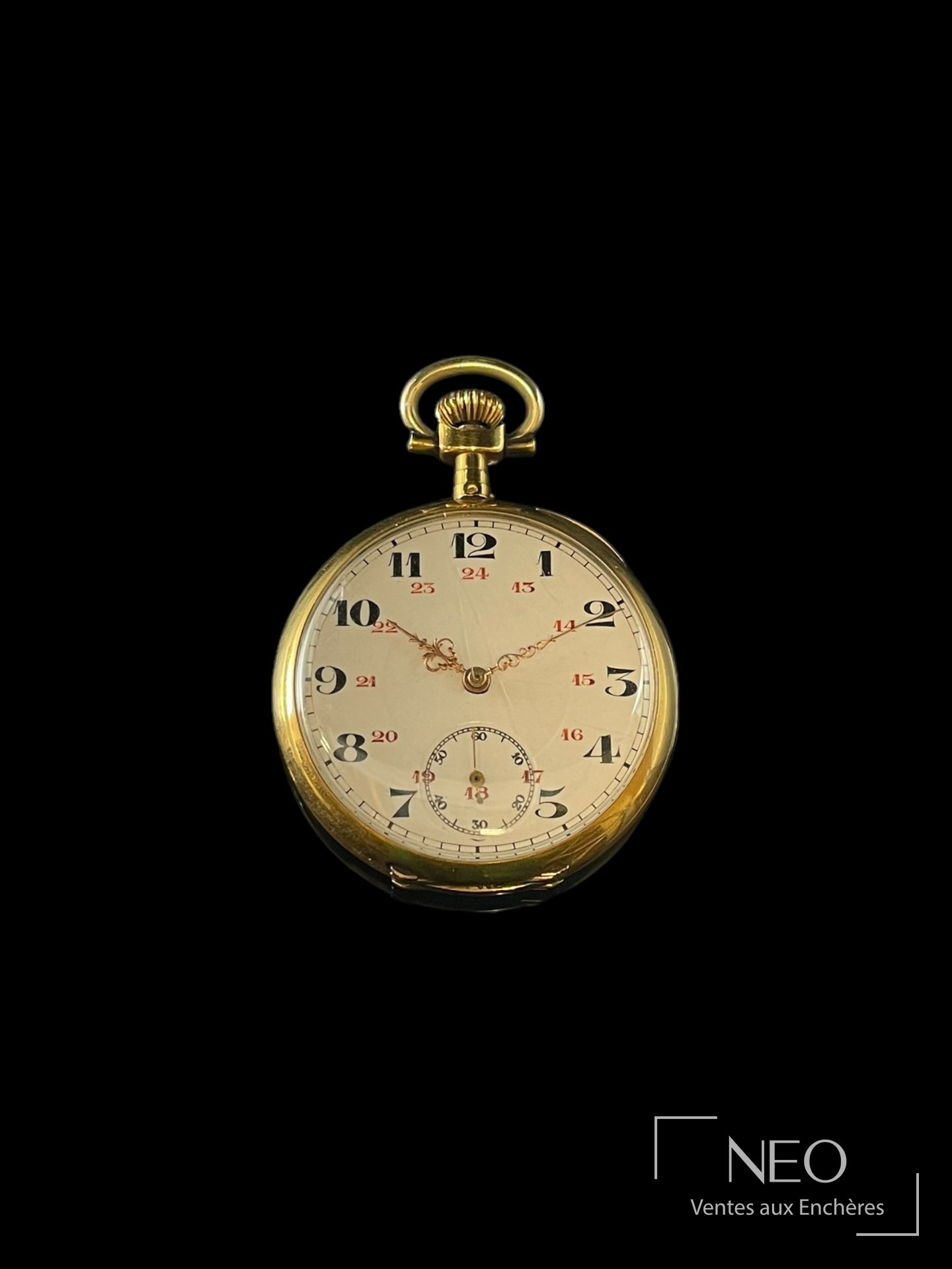 Montre à gousset en or jaune 18 carats, cadran émaillé blanc