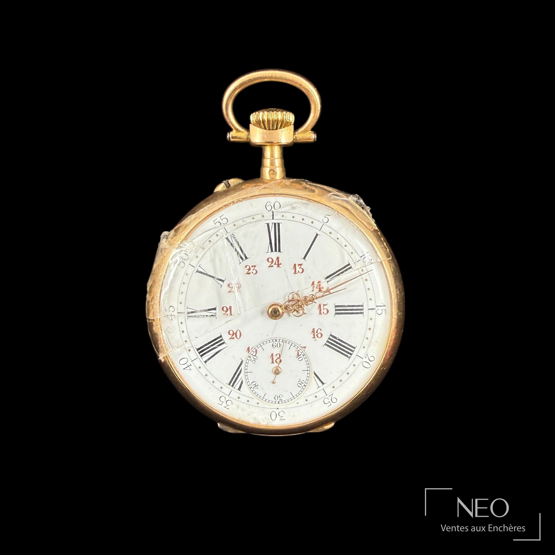 Montre à gousset en or jaune 18 carats, cache-poussière Pierre Thomas à Paris