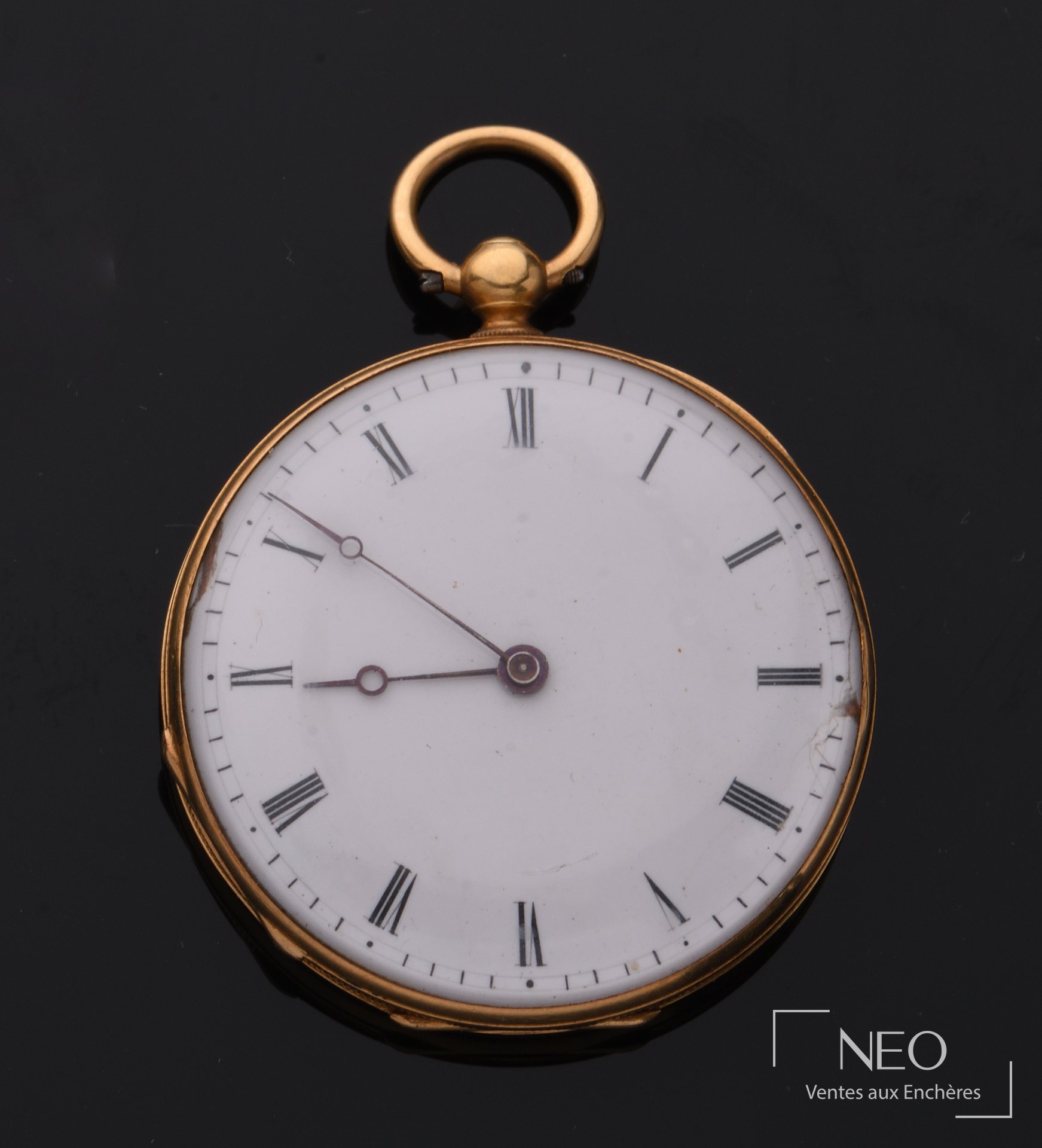 Montre à gousset en or jaune 18 carats, cadran émaillé blanc