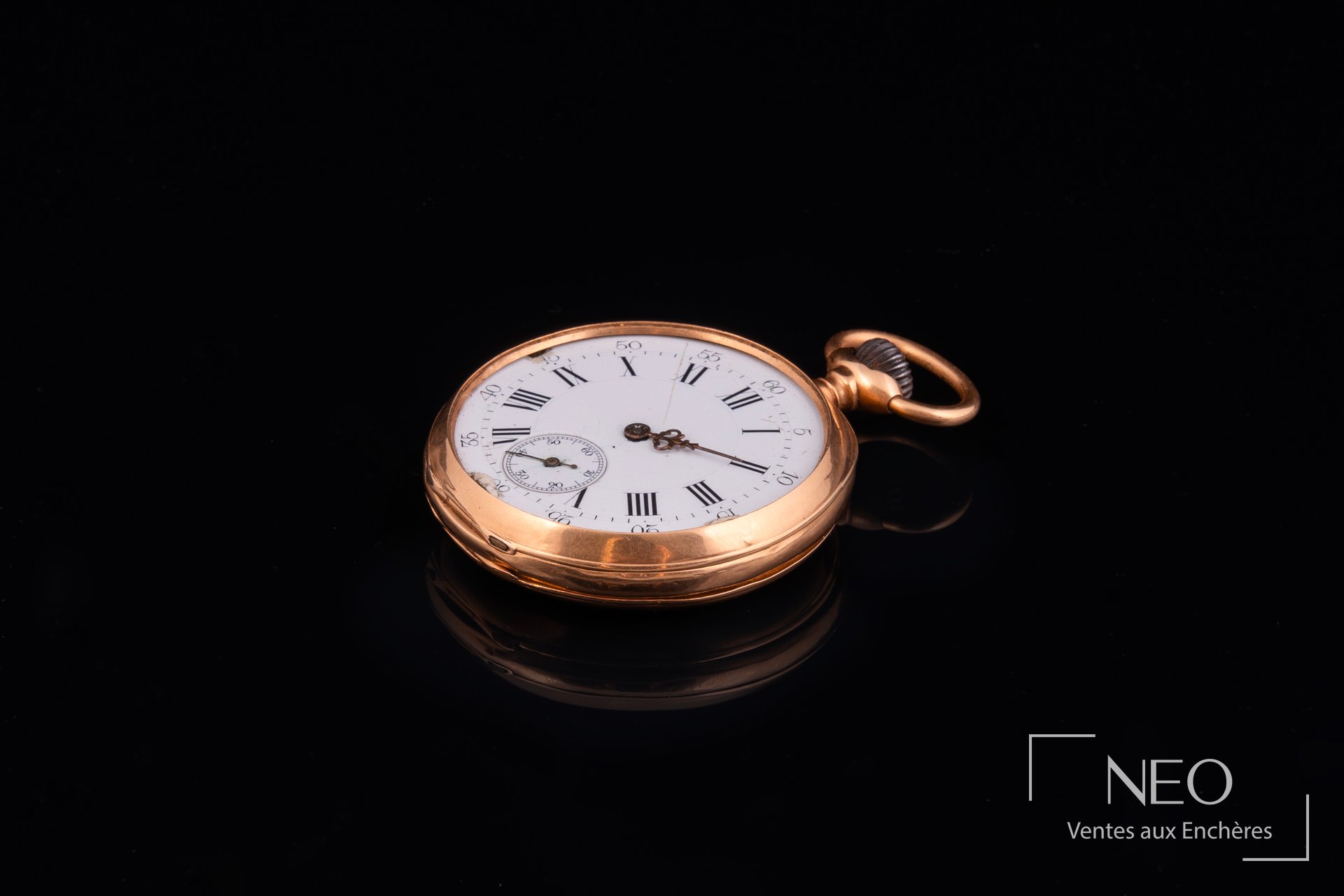 Montre à gousset en or rose 18 carats, mouvement mécanique