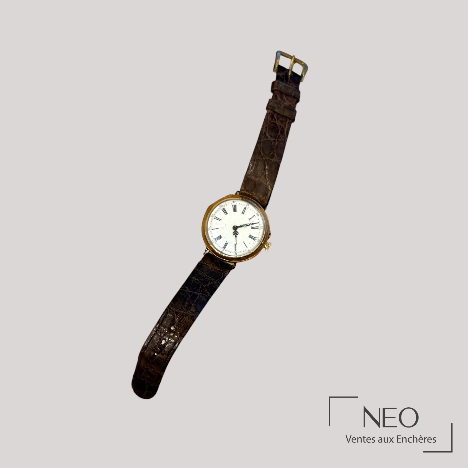 Montre à gousset en or rose 18K transformée en montre bracelet
