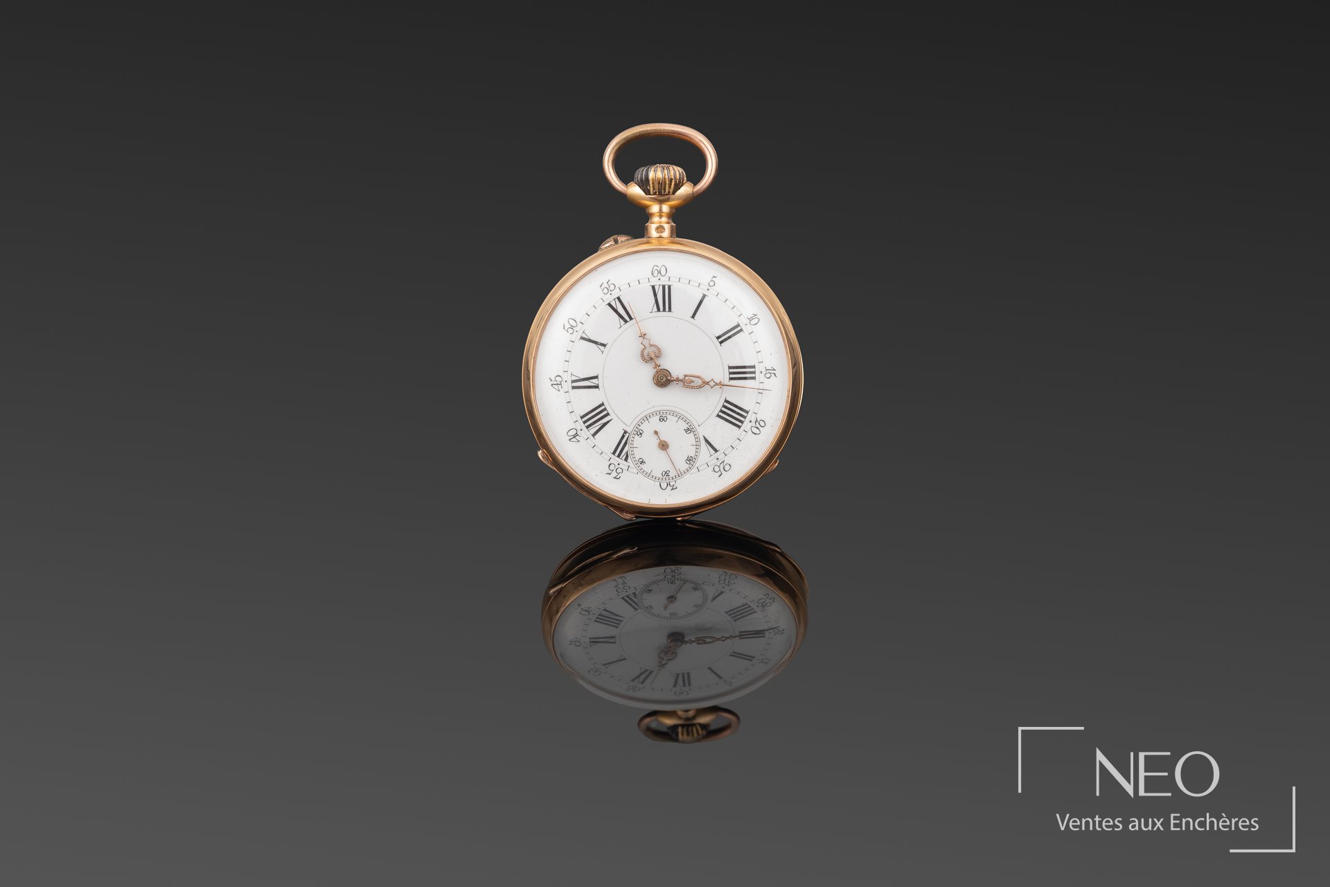 Montre à gousset en or rose 18 carats et chaîne giletière