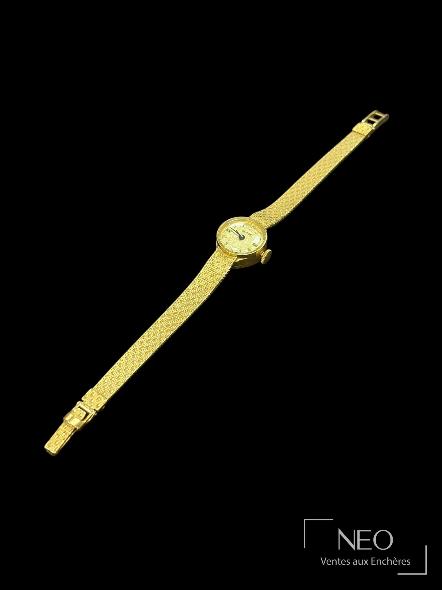 Guilde Montre bracelet en or jaune 18K, mouvement mécanique manuel