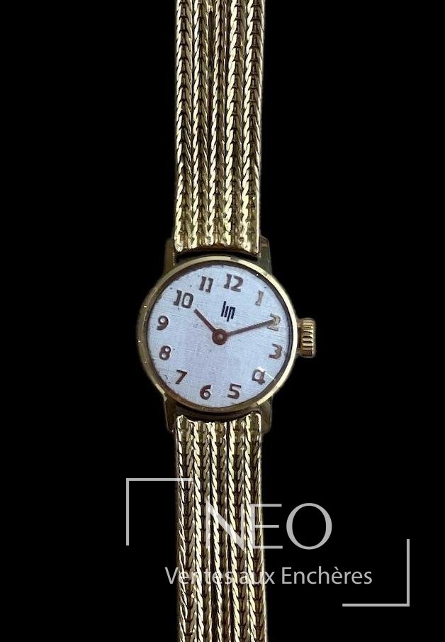 LIP montre-bracelet en or jaune 18 carats, cadran rond