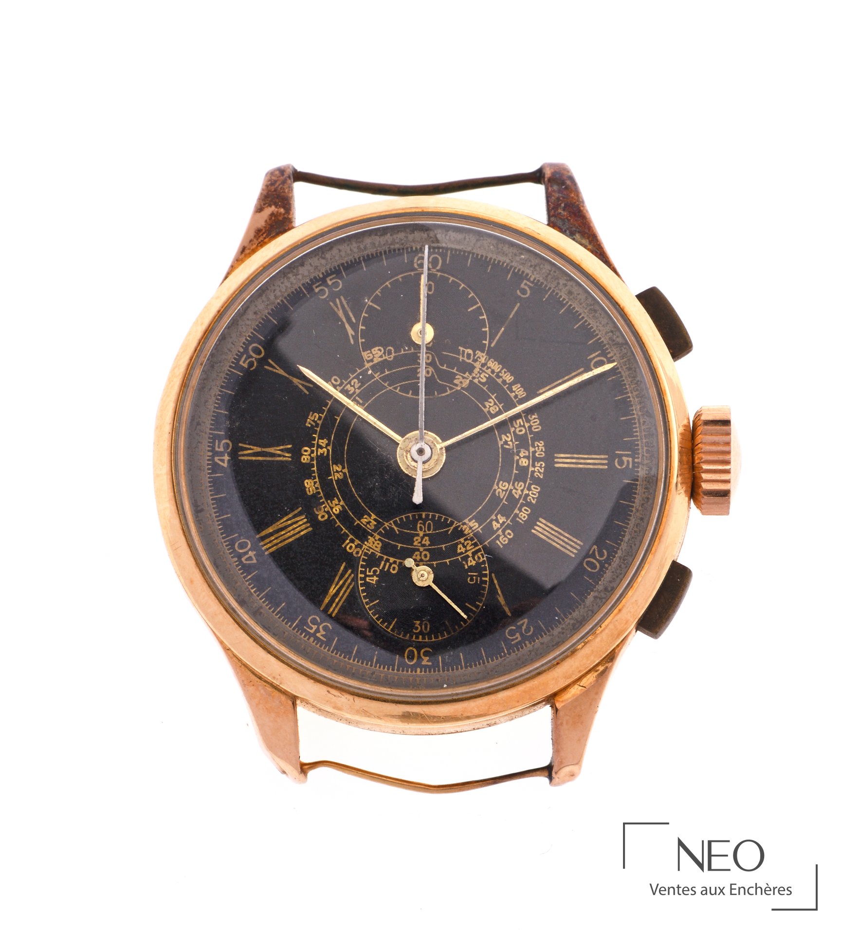 Montre chronographe en or rose 18 carats, Carnal & Cie