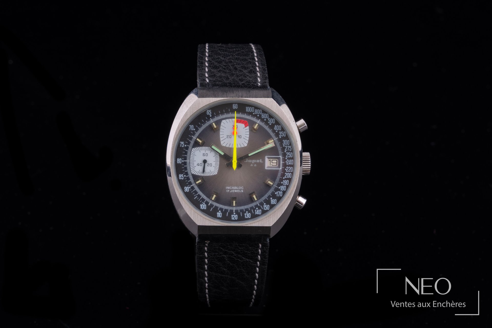 Jospel montre chronographe en acier à mouvement mécanique