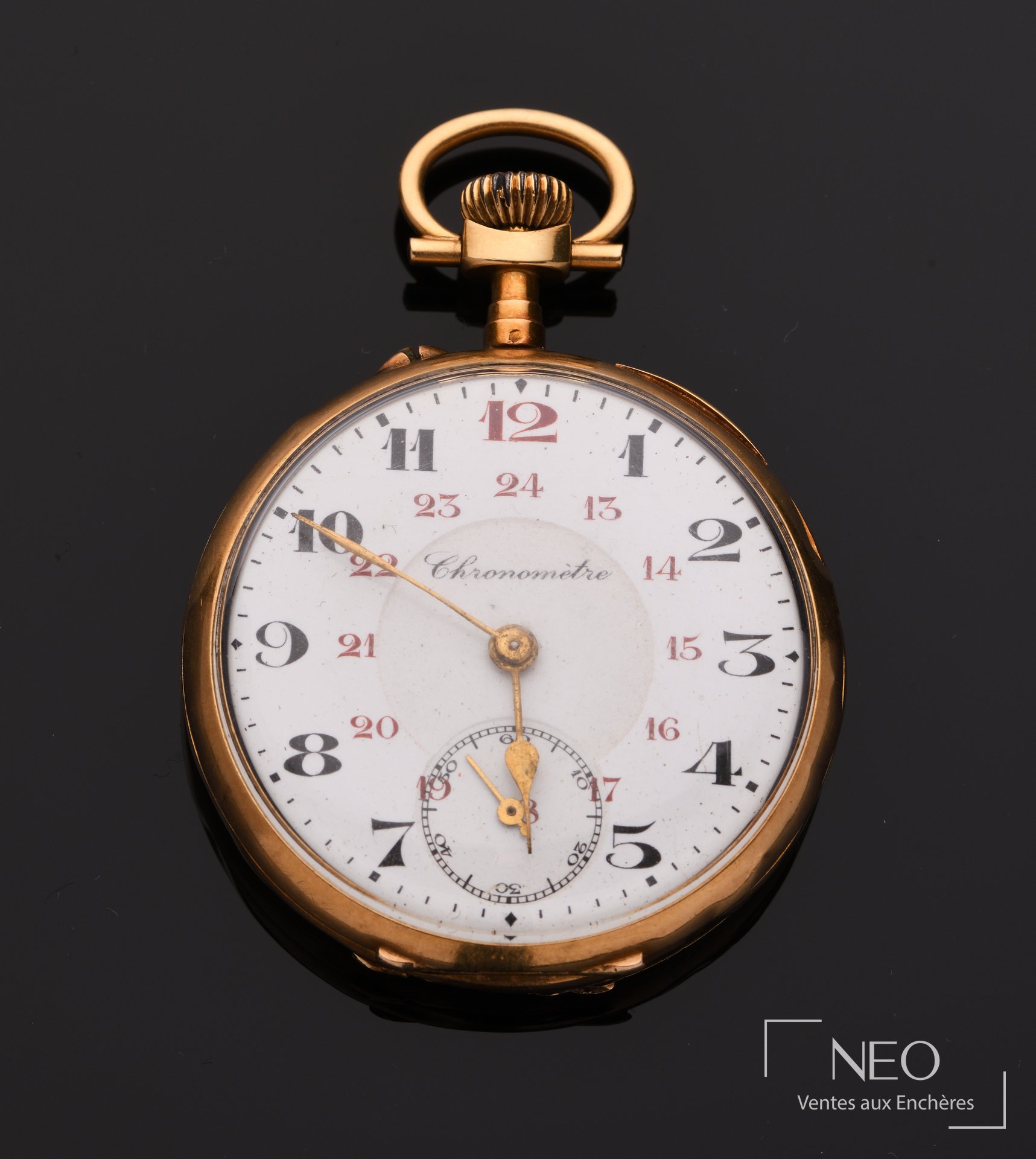 Montre de poche en or jaune 18 carats à mouvement mécanique