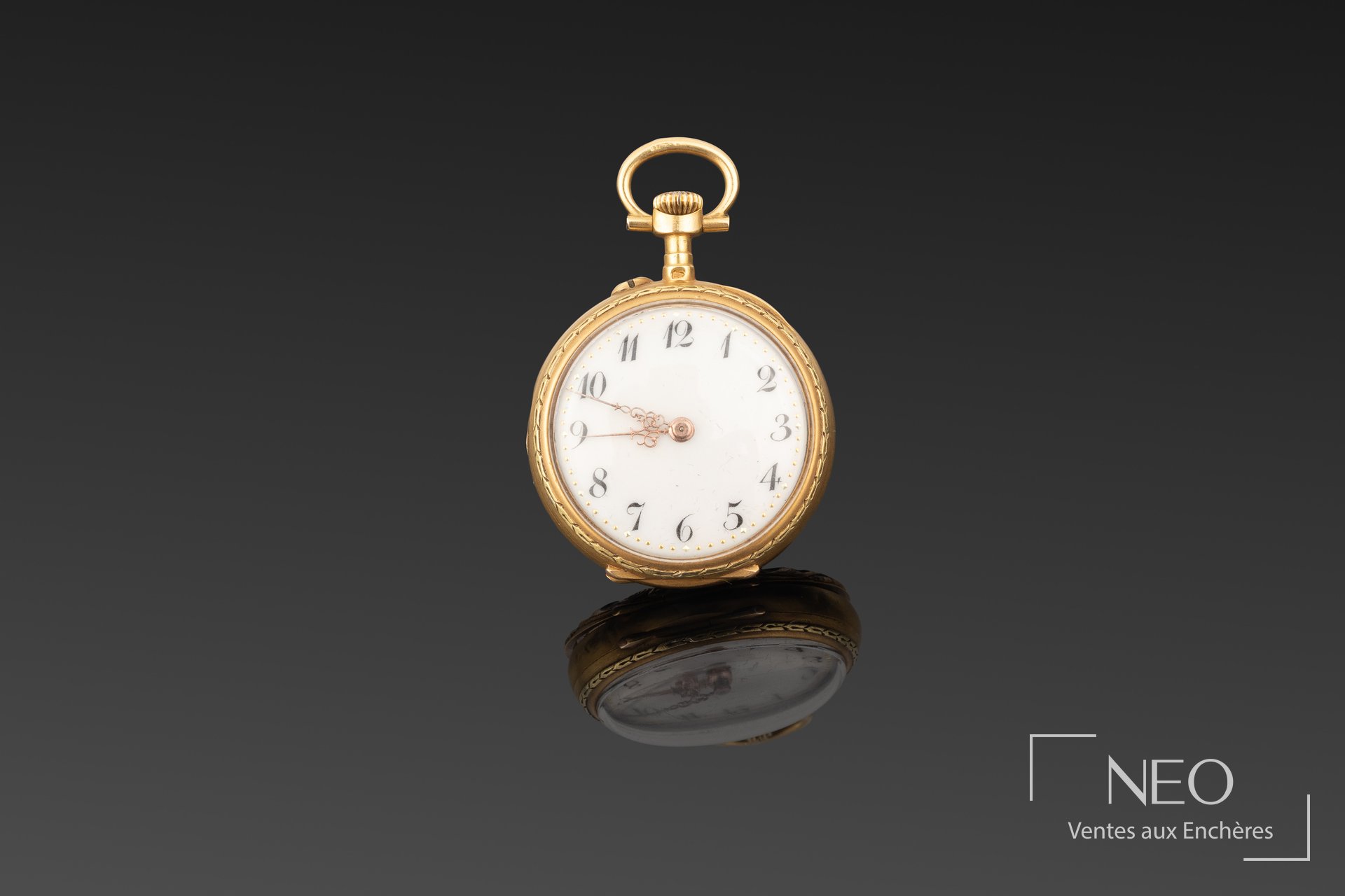Montre de poche en or jaune et gris 18 carats, mouvement mécanique