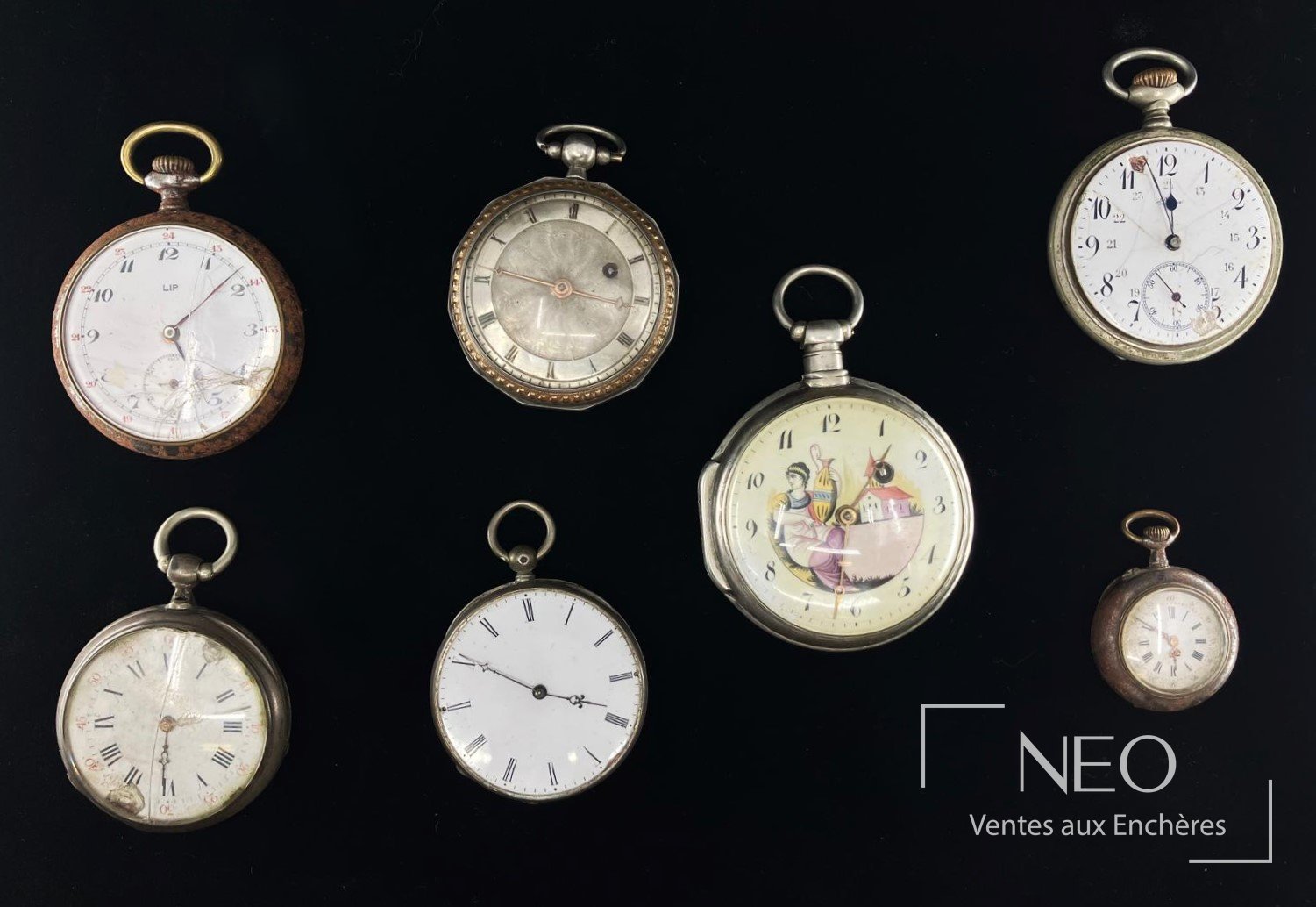 Ensemble de dix montres à gousset, LIP, Omega, ELGIN et Georges DUCOIN