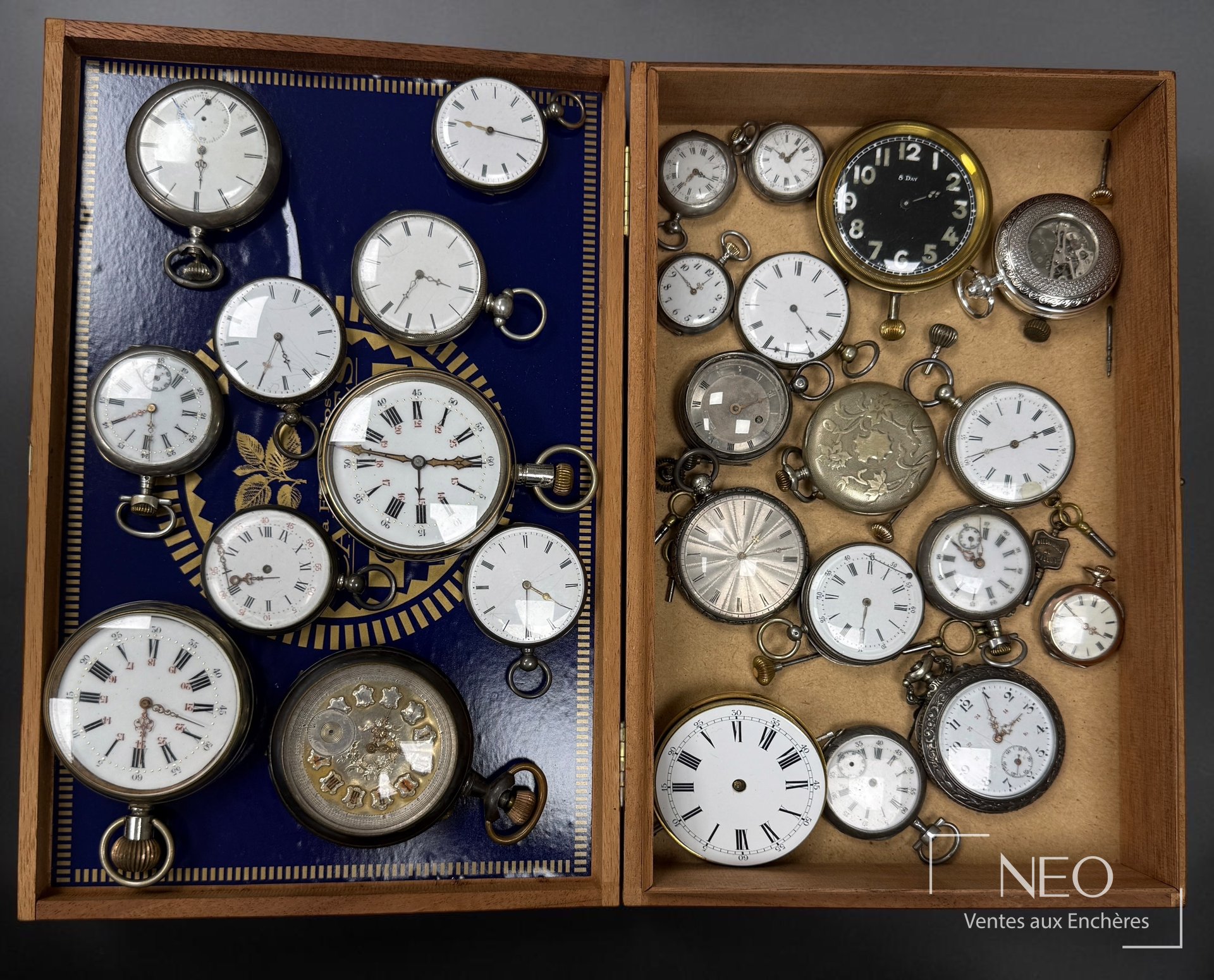 26 montres à gousset en divers métaux