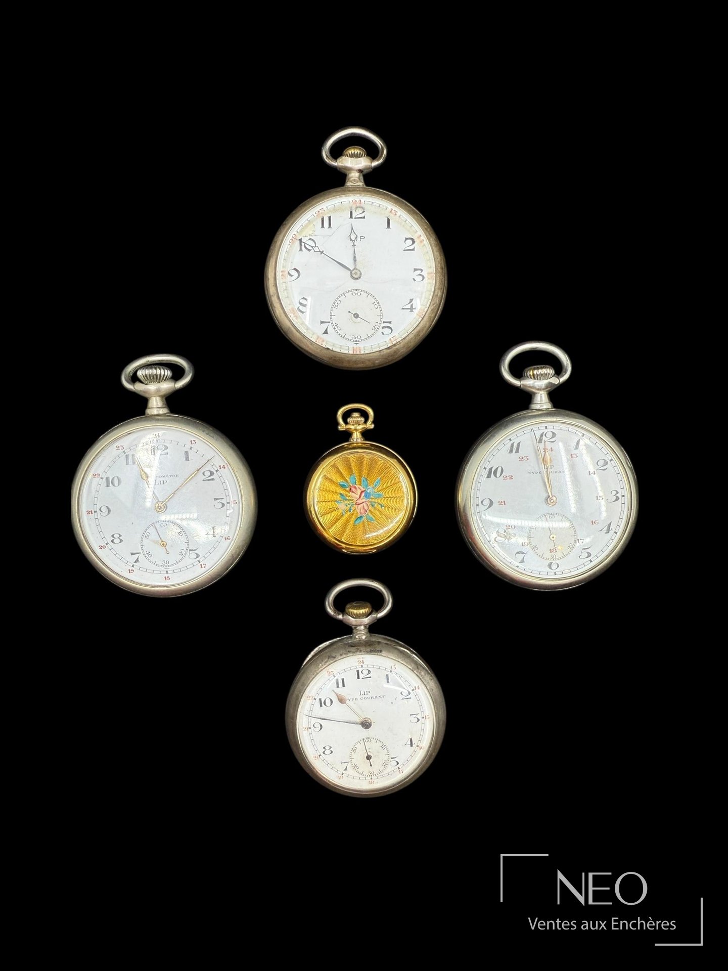 Lot de cinq montres à gousset