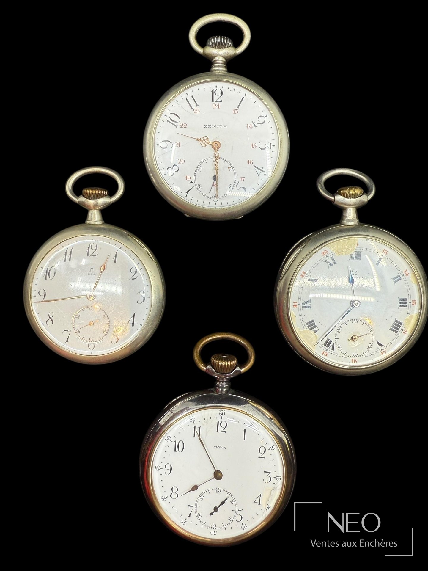 Lot de cinq montres à gousset