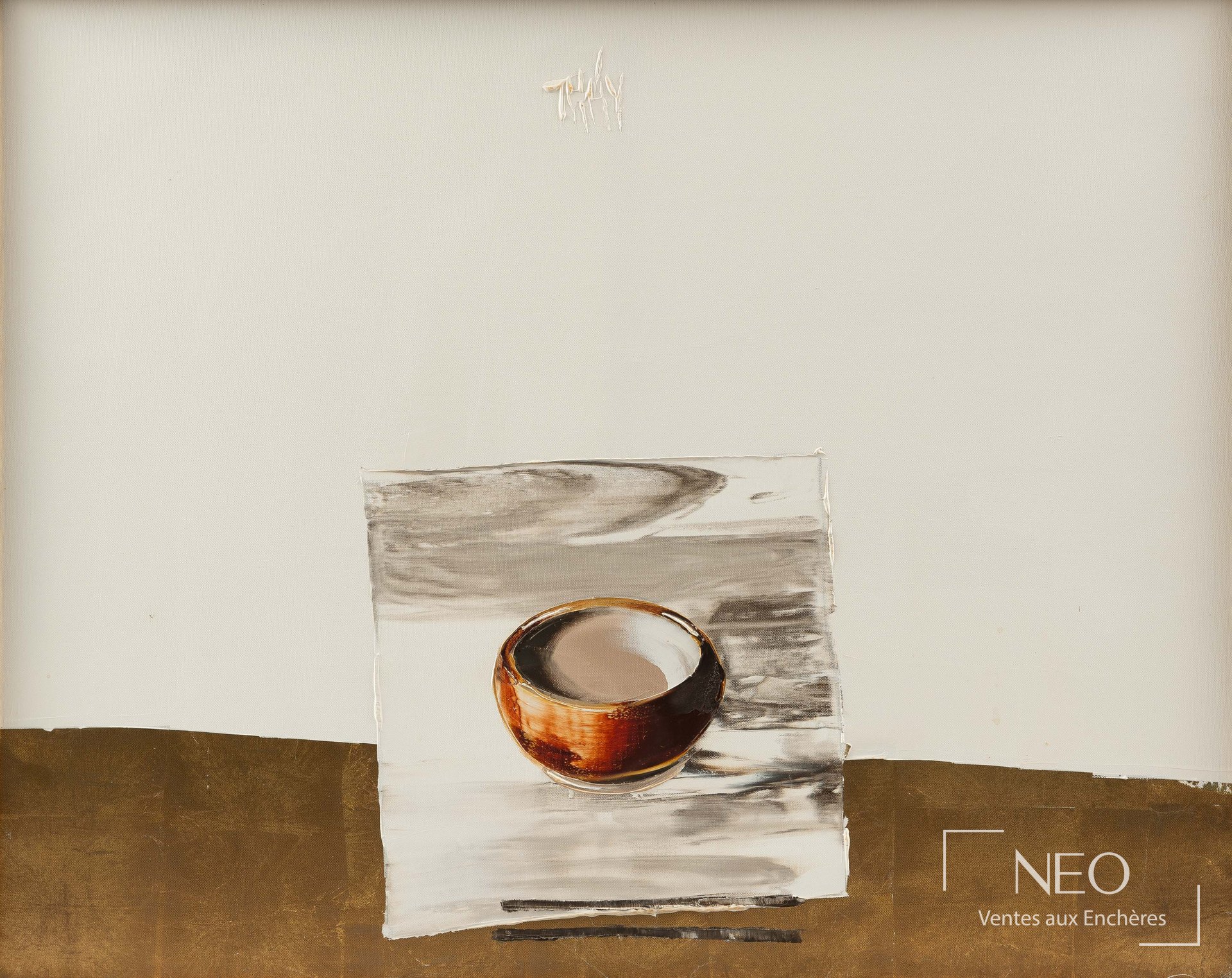 NGUYEN Dieu Thuy, Sans titre, composition au bol, huile sur toile