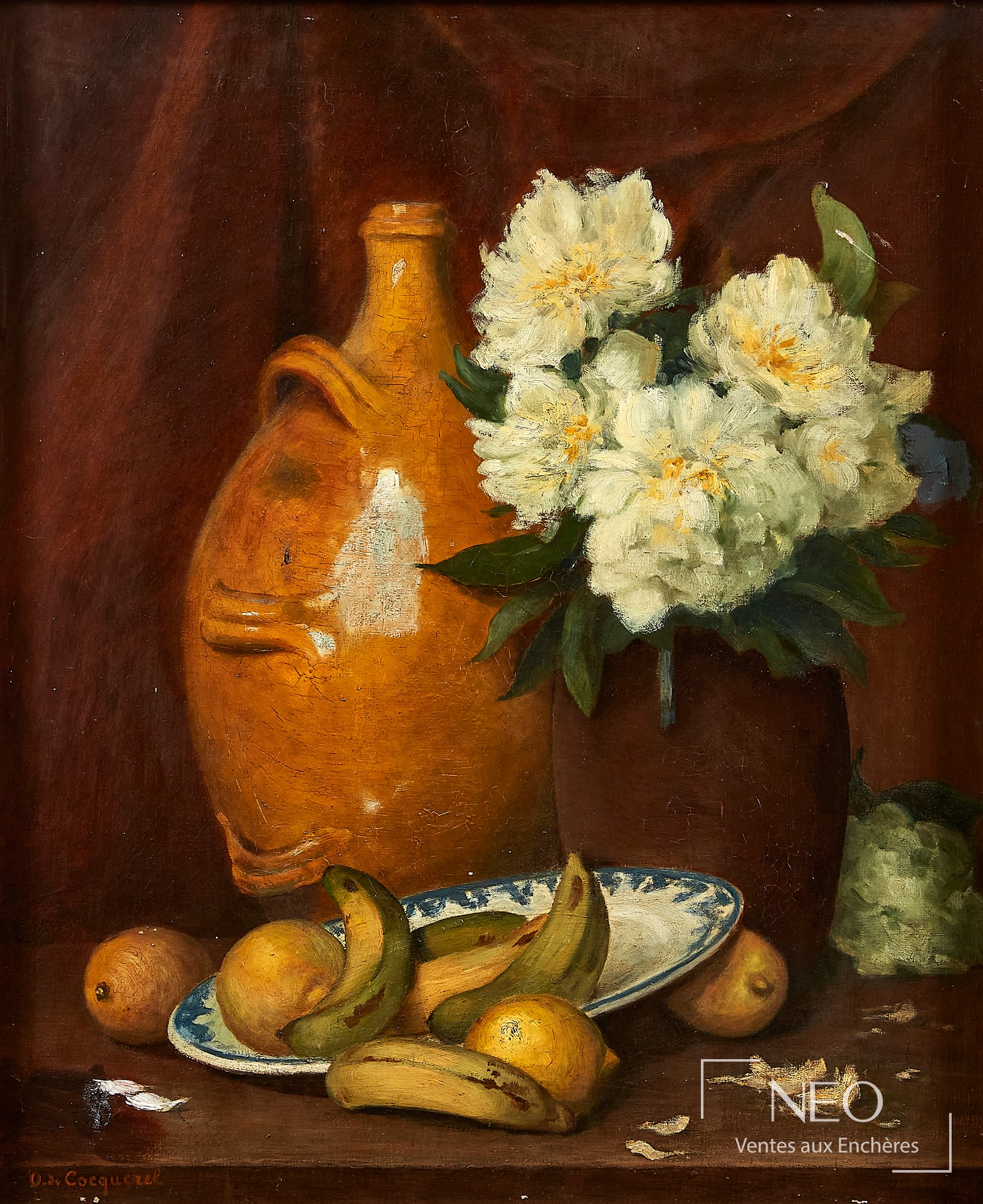 O. de Cocquerel, nature morte, huile sur toile