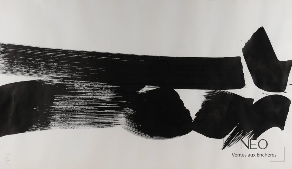 Composition abstraite en noir et blanc d’Olivier Debré