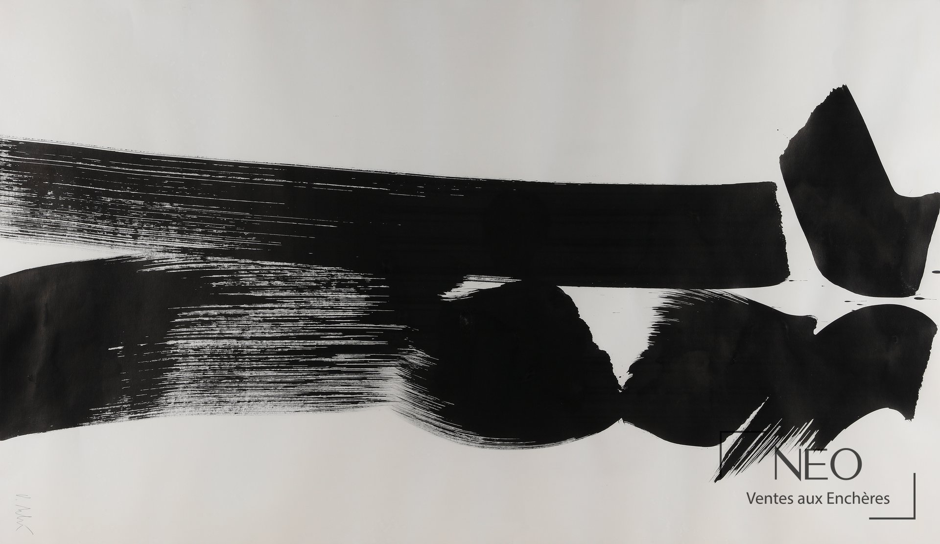 Composition abstraite en noir et blanc d’Olivier Debré