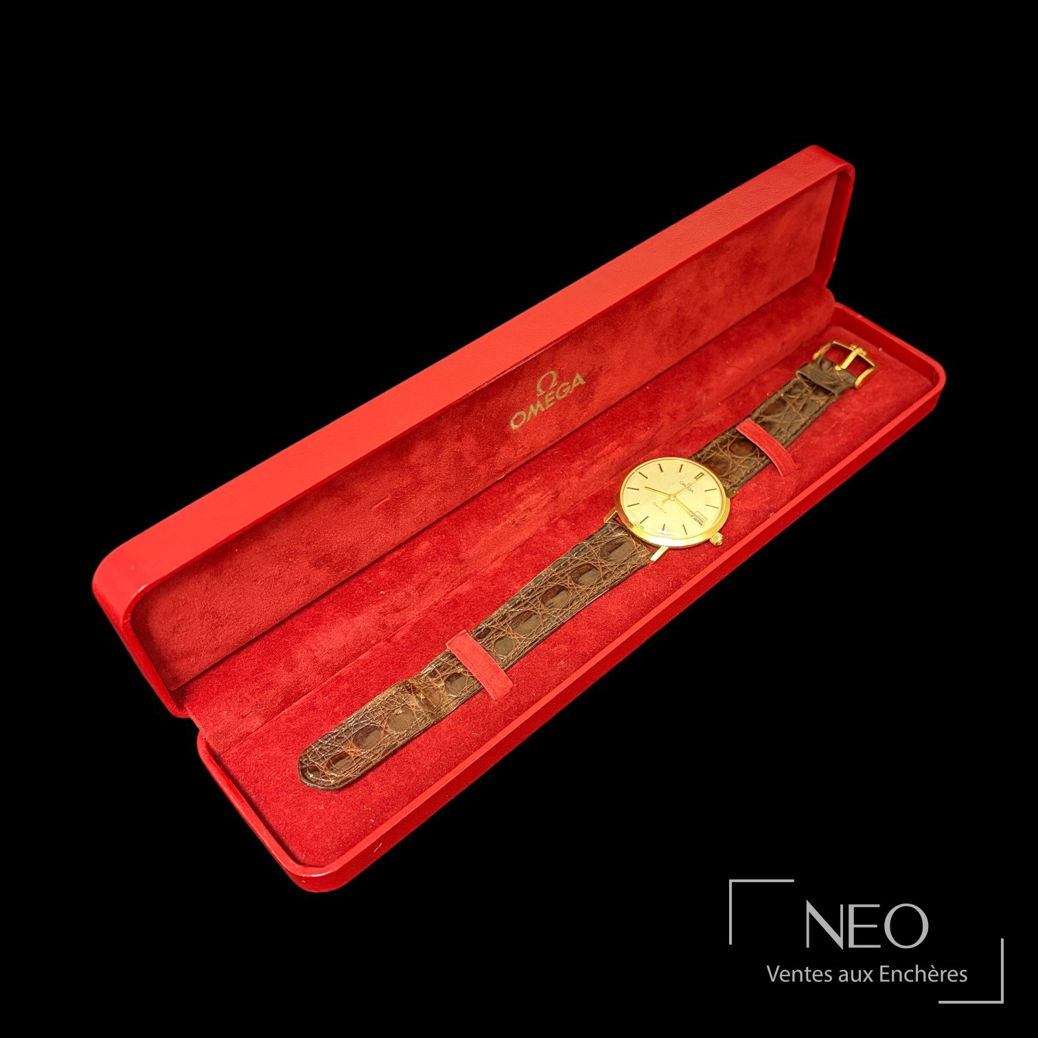 OMEGA Genève montre bracelet en or jaune 18K, cadran dateur