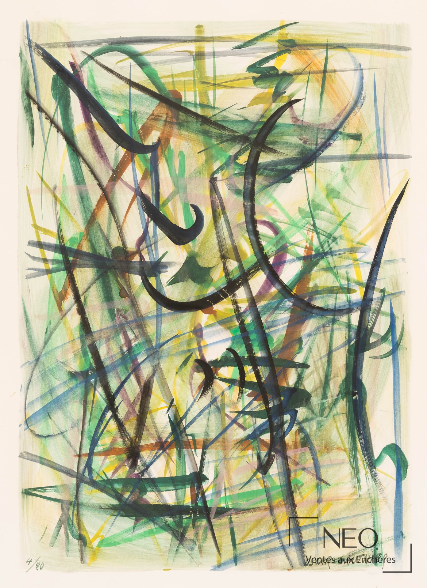 Oscar Gauthier Composition abstraite lithographie en couleurs