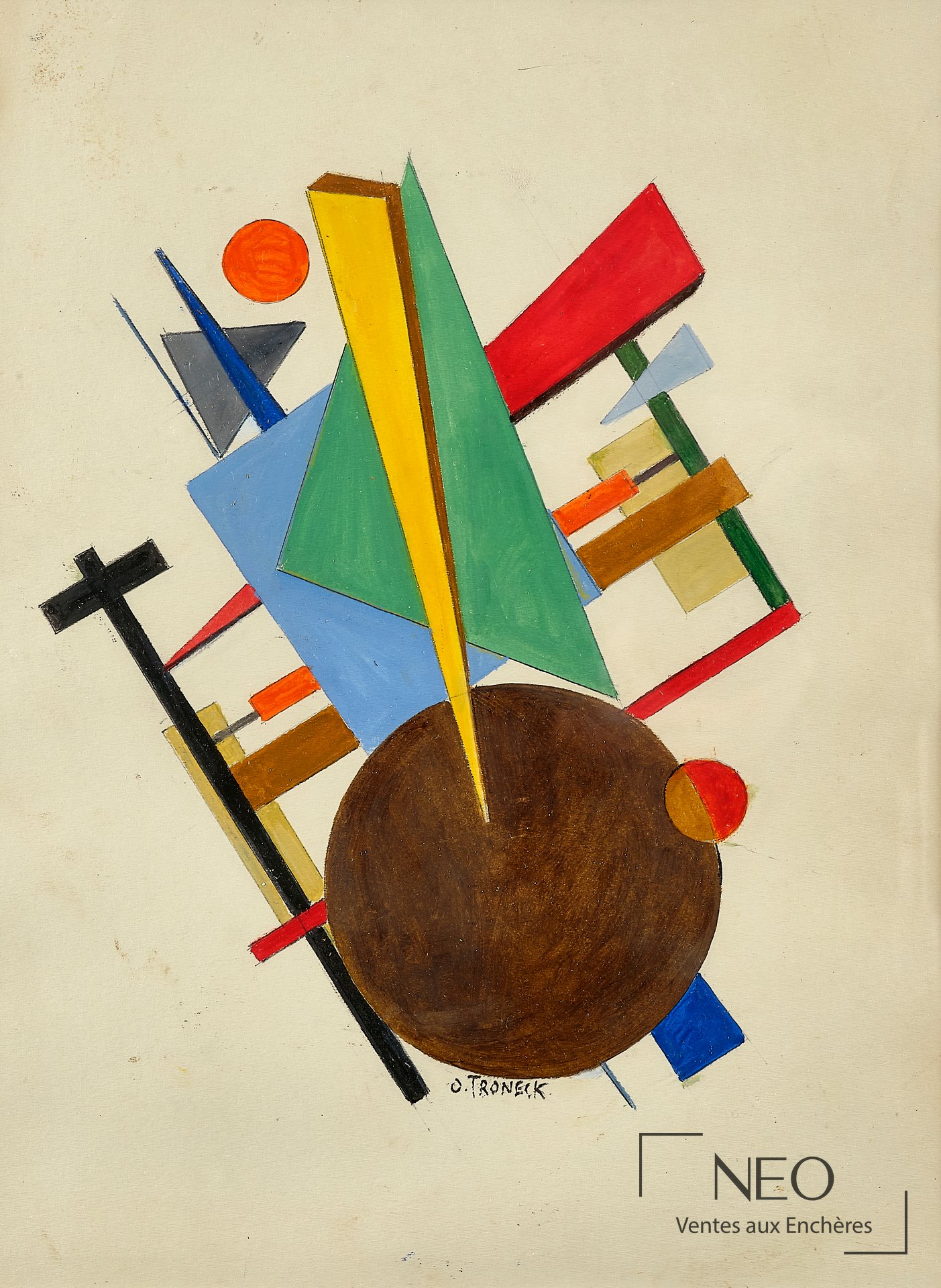 Composition abstraite colorée sur papier