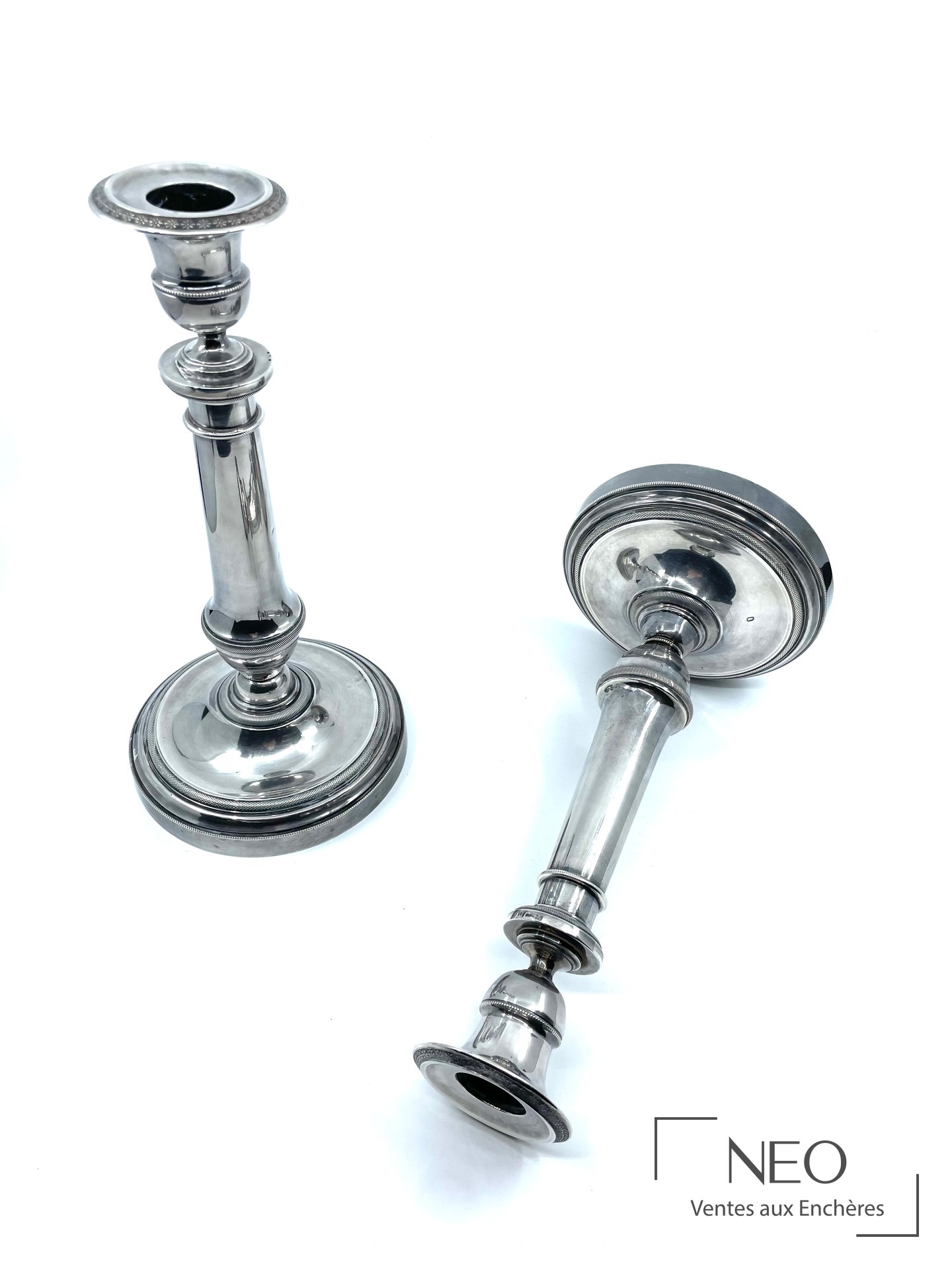 Paire de flambeaux en argent, Paris 1819-1838