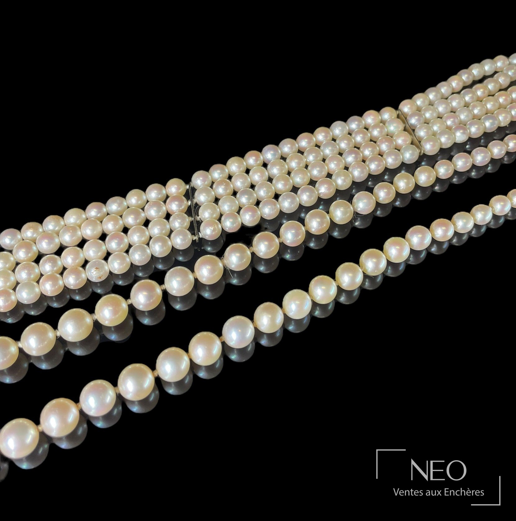 Sautoir et bracelet en perles de culture blanches