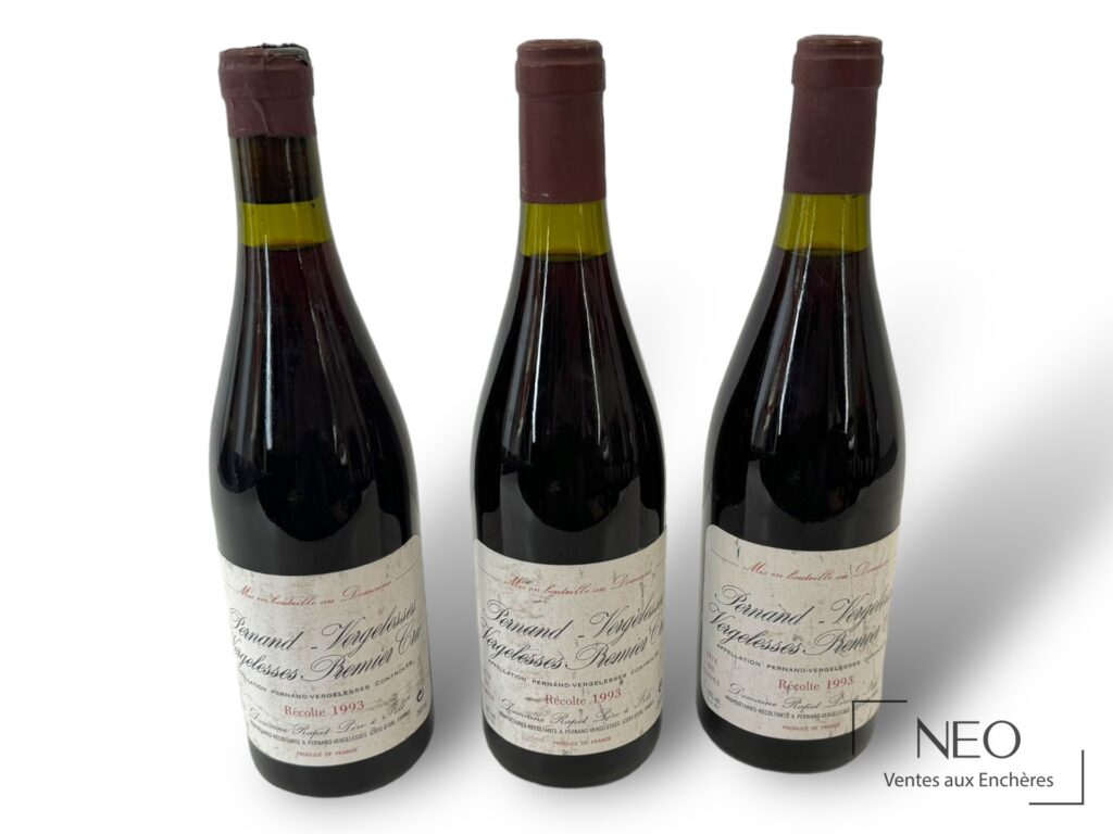 Trois bouteilles de Pernand-Vergelesses 1er Cru Domaine Rapet 1993