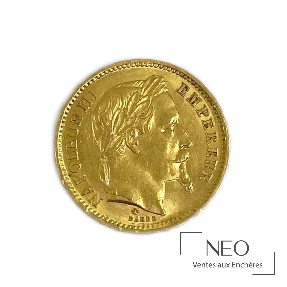 Pièce 20 francs or Napoléon III tête laurée 1868 A (Paris)