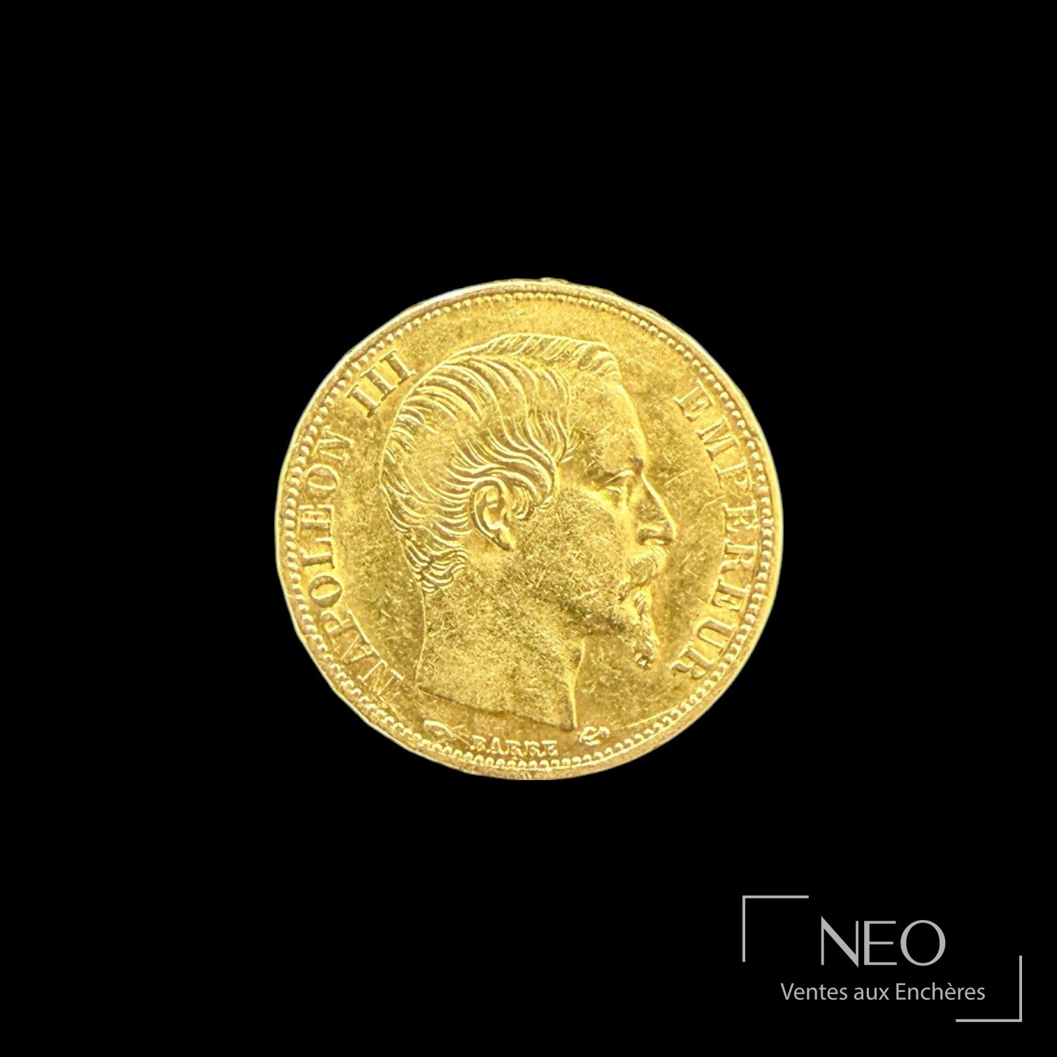 Pièce 20 francs or Napoléon III tête nue 1860, A Paris