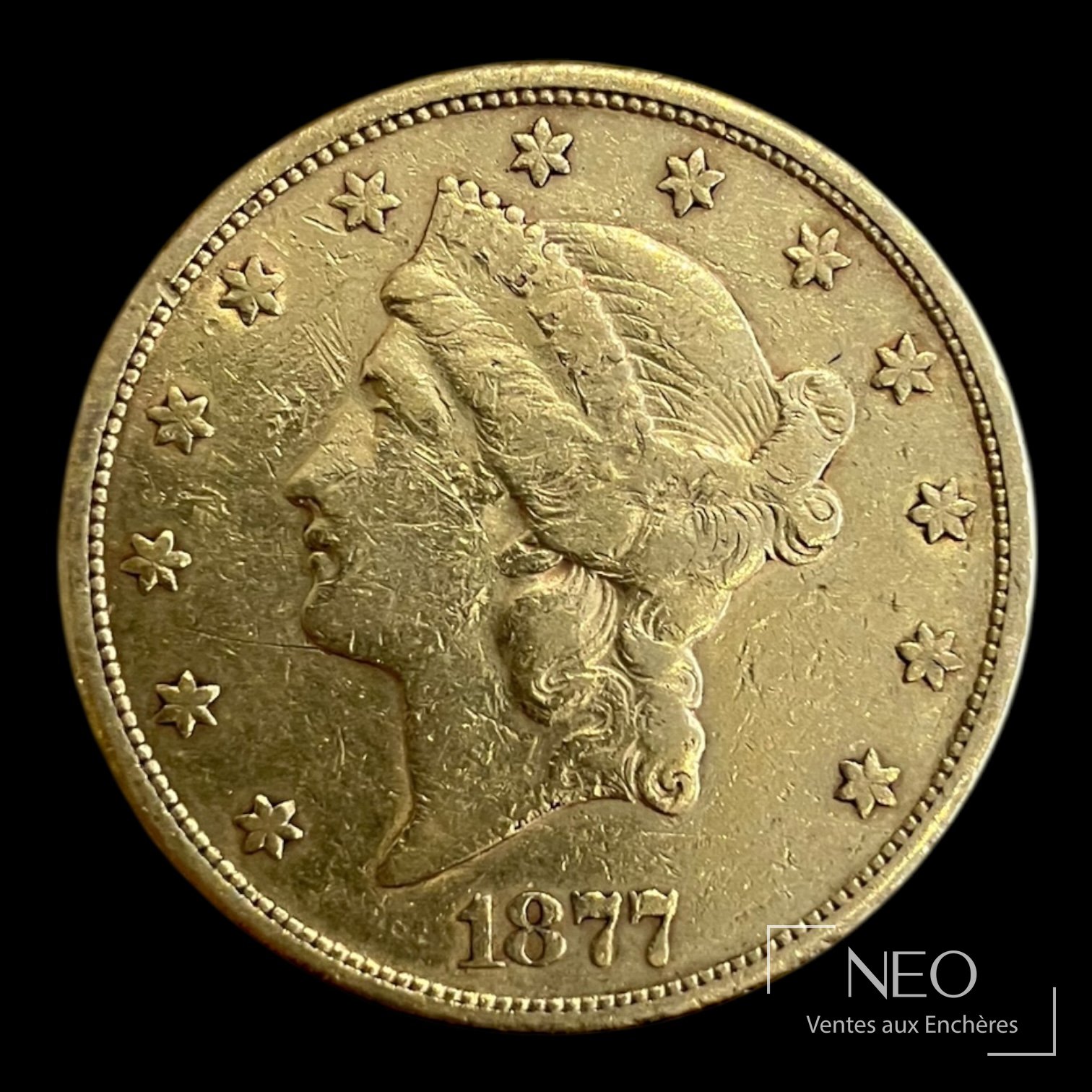 Pièce de 20 dollars en or, États-Unis, 1877