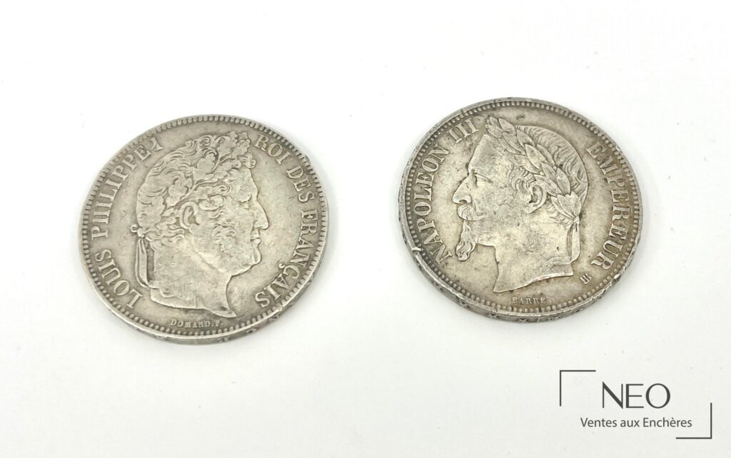 Deux pièces de 5 francs en argent