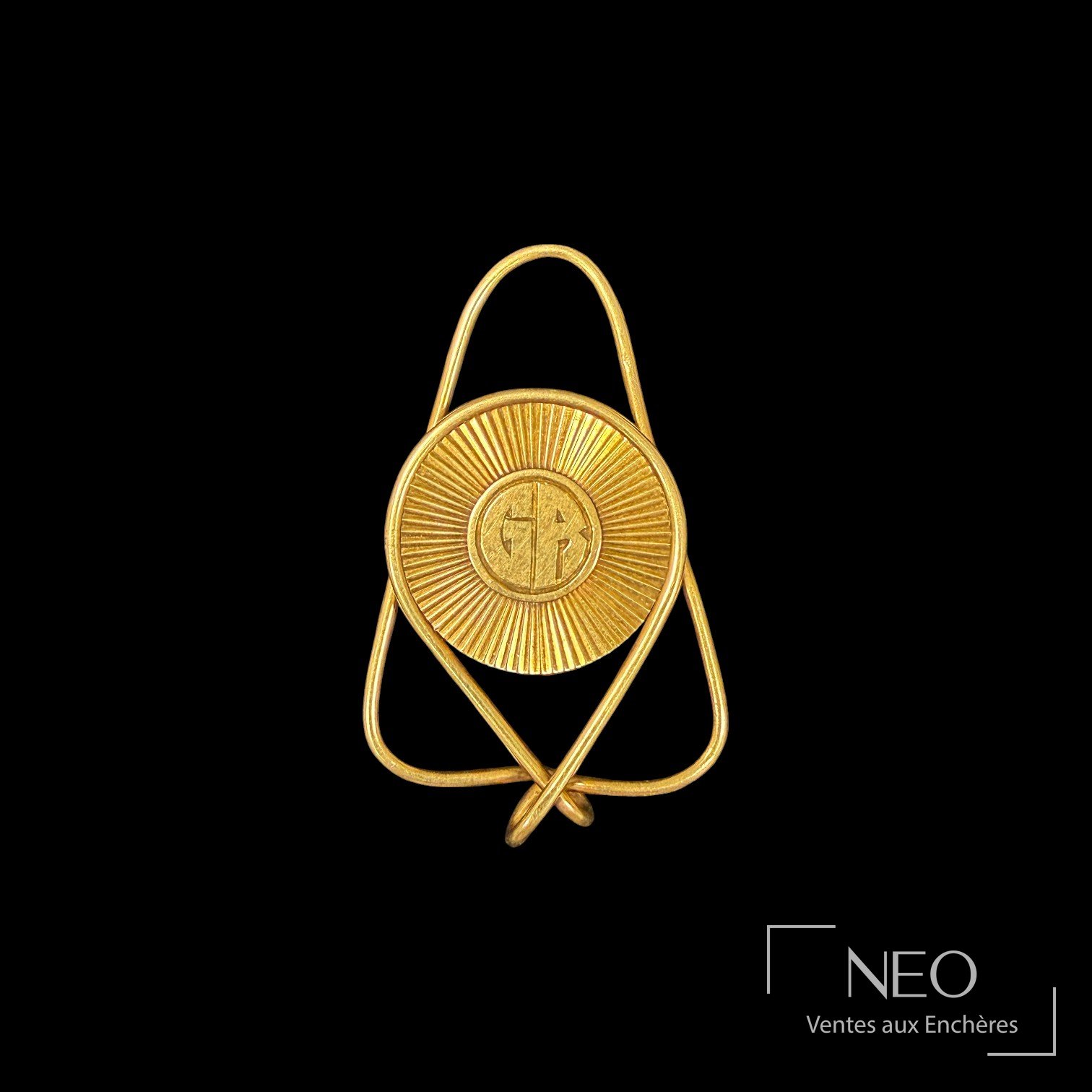 Pince à billet en or jaune 18K monogrammée GR