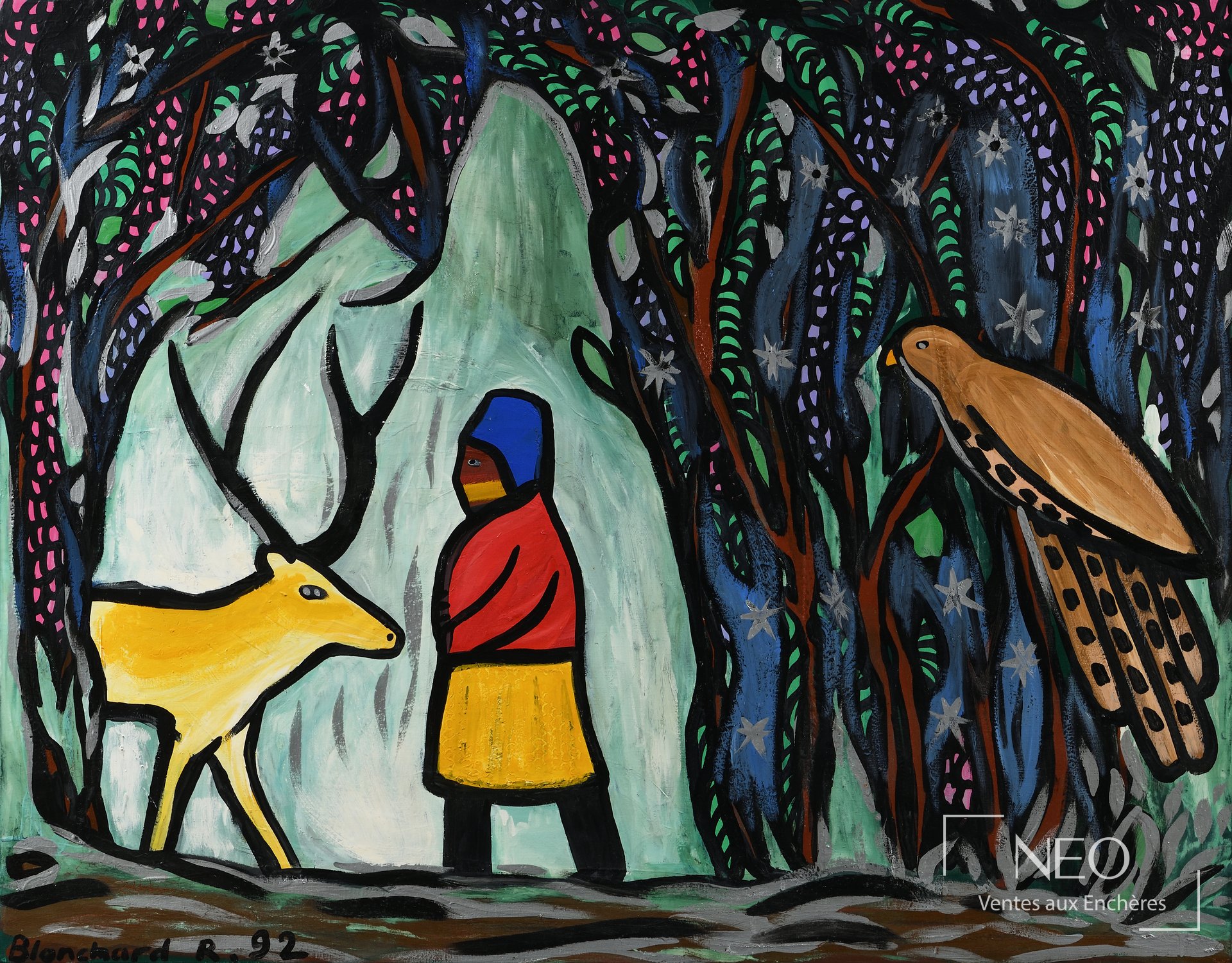Rémi Blanchard, La forêt, huile sur toile, 1992