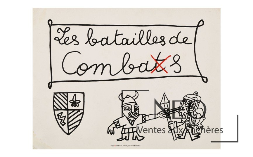 Couverture de l'album Les batailles de Comba(t)s de Robert Combas avec dessin noir et titre manuscrit