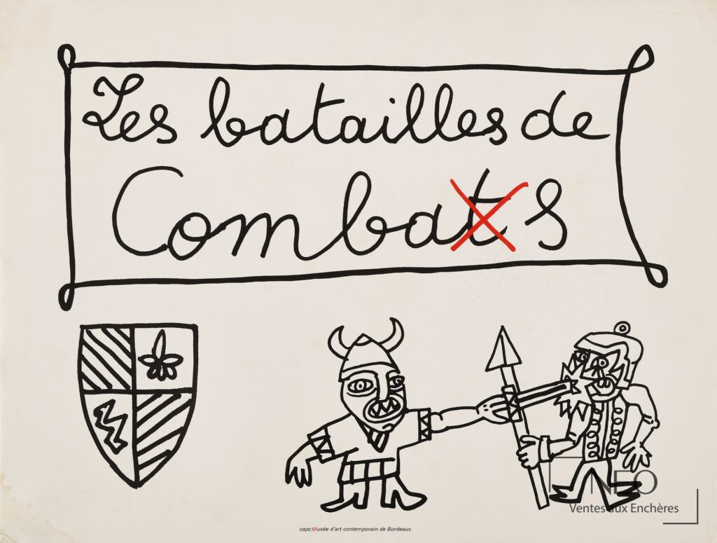 Couverture de l'album Les batailles de Comba(t)s de Robert Combas avec dessin au trait noir.