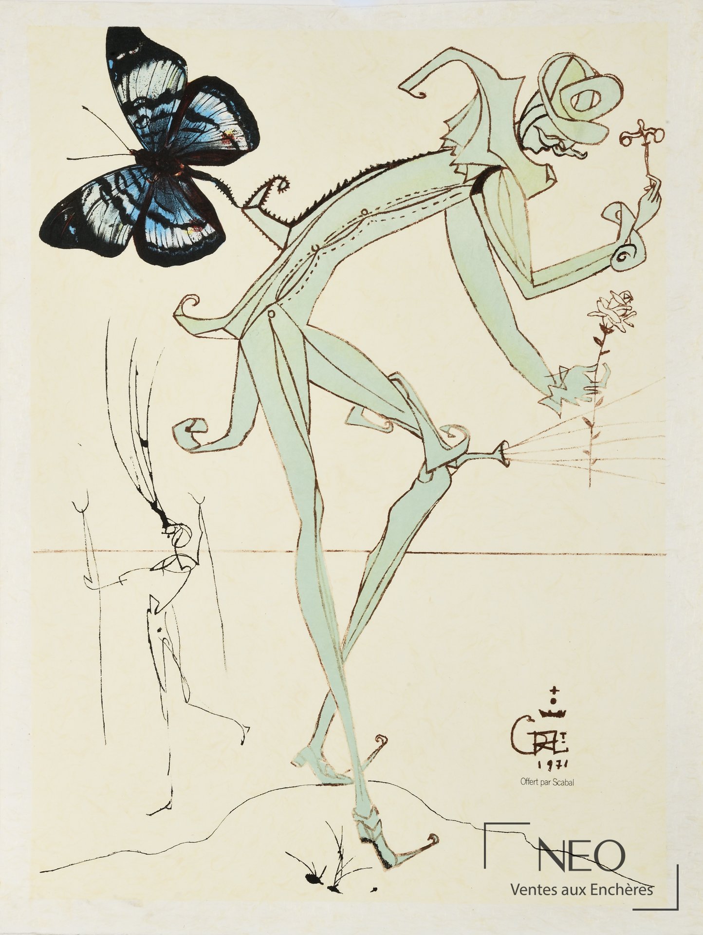 Salvador Dalí d’après Projet de costume, lithographie en couleurs, 1971