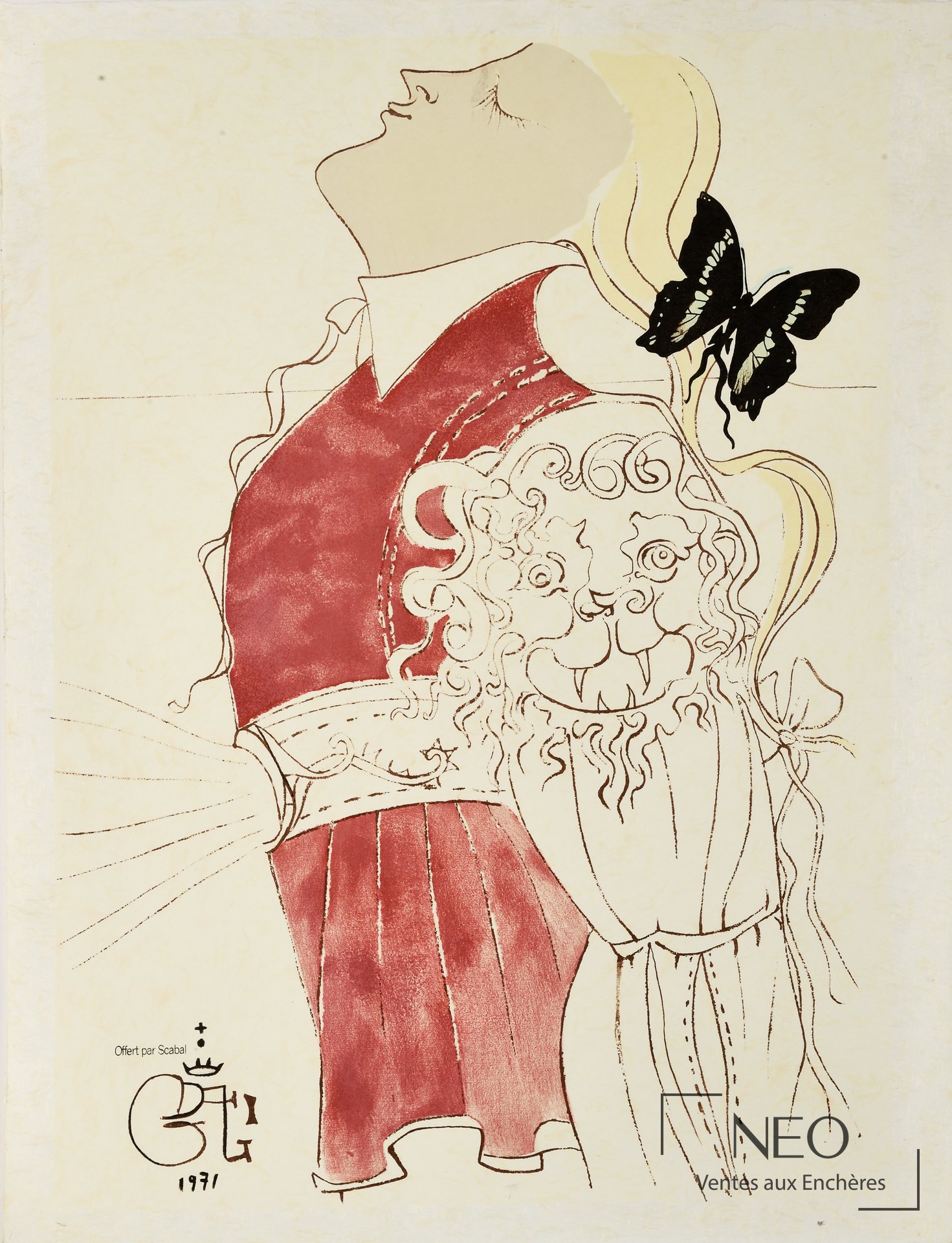 Salvador Dalí d’après Projet de costume, lithographie en couleurs, 1971