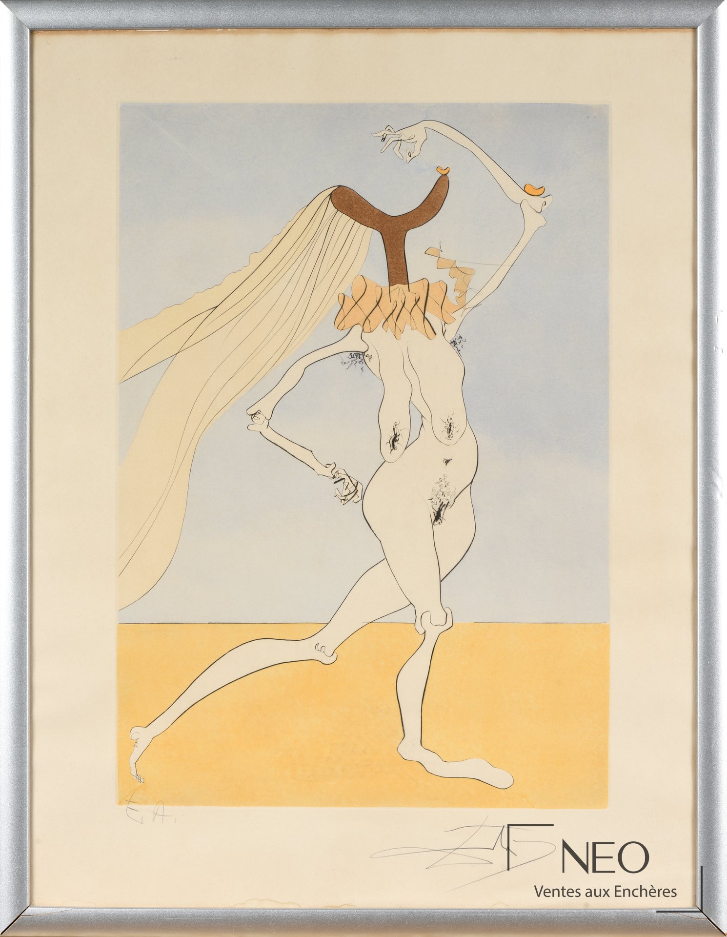 Salvador Dalí, d&rsquo;après Visions de Quevedo, pointe sèche et eau-forte en couleurs