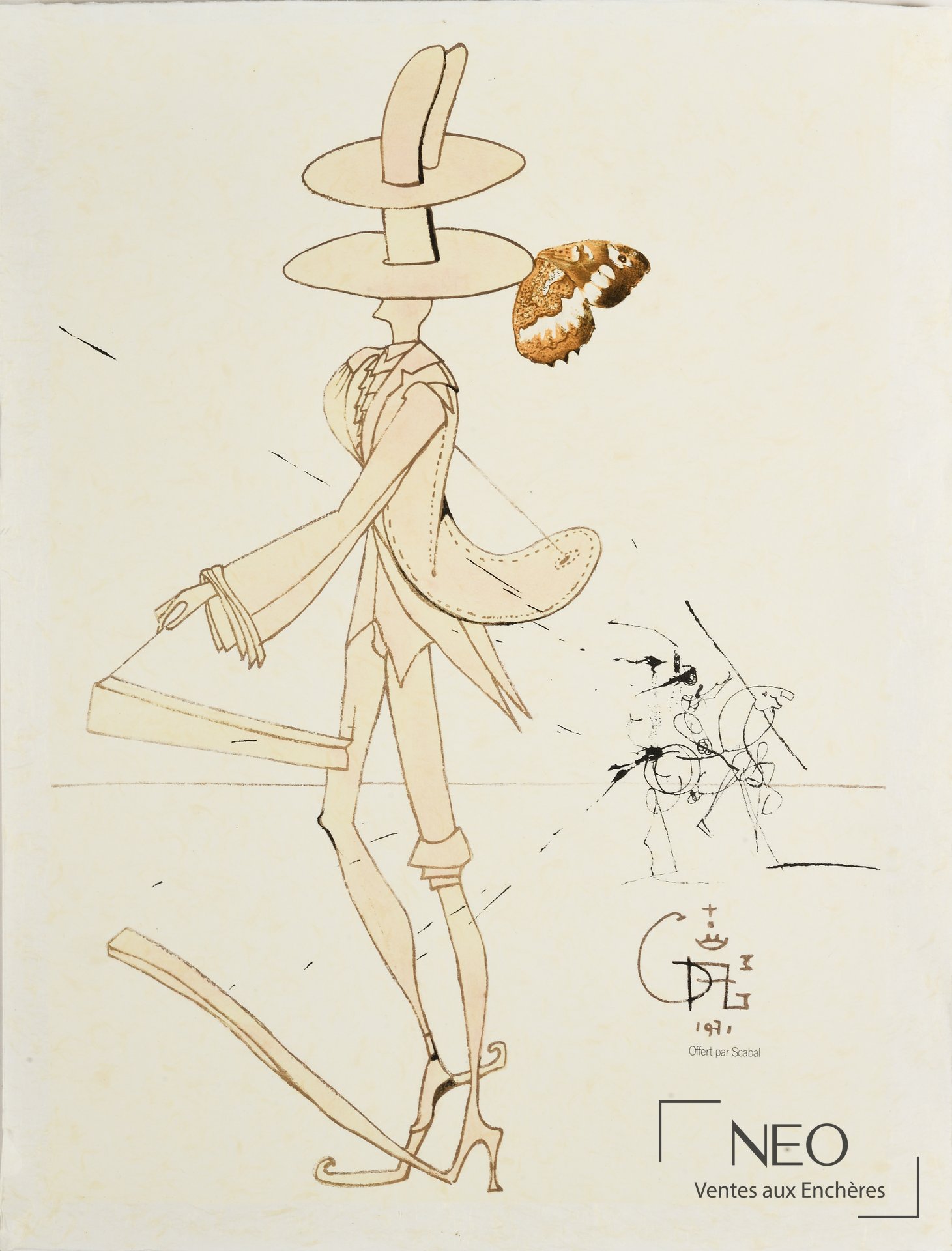 Salvador Dalí d’après Projet de costume, lithographie en couleurs sur papier, 1971