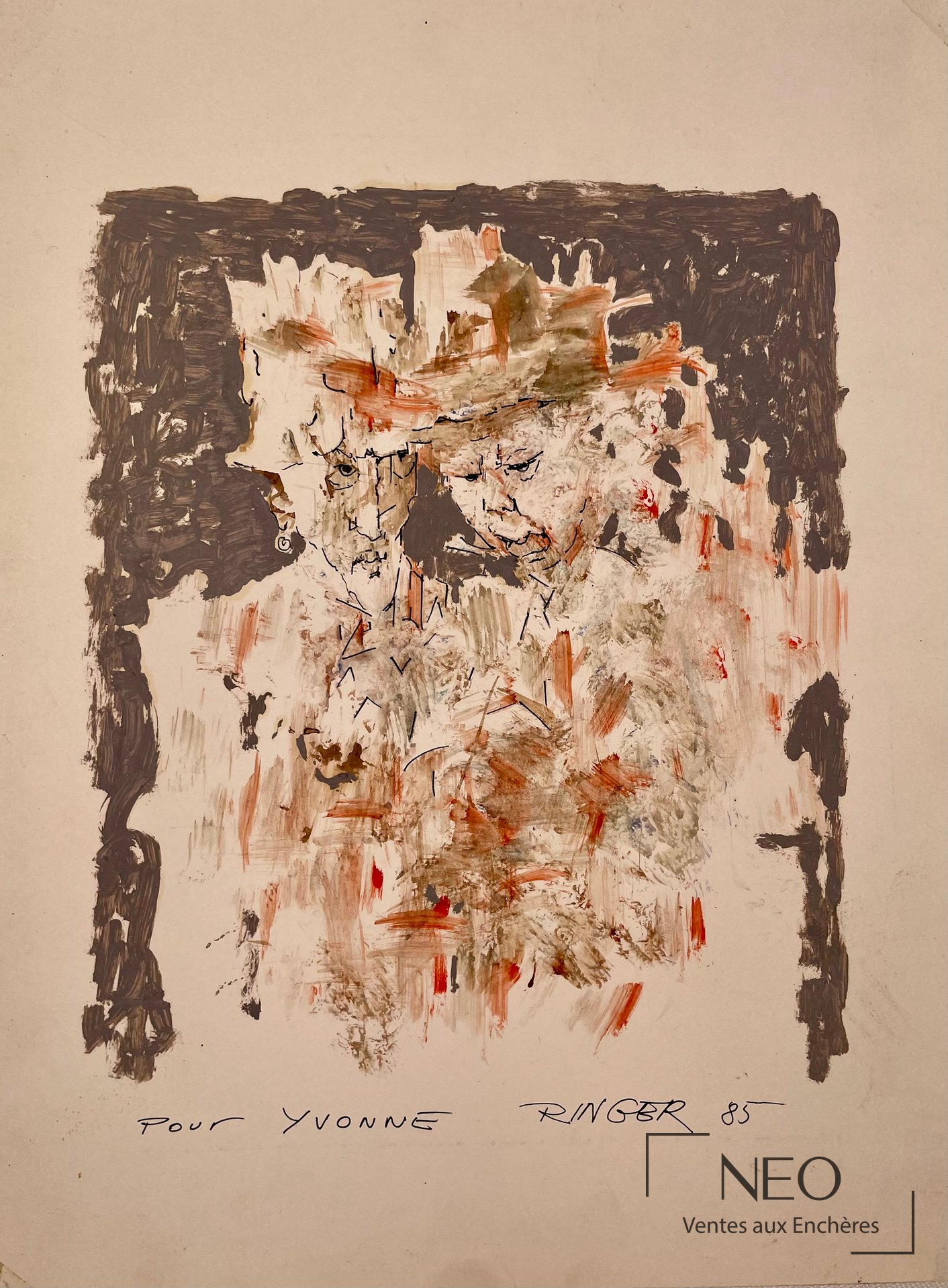 Sam Ringer, Le Couple, gouache, aquarelle et encre sur papier, 1985