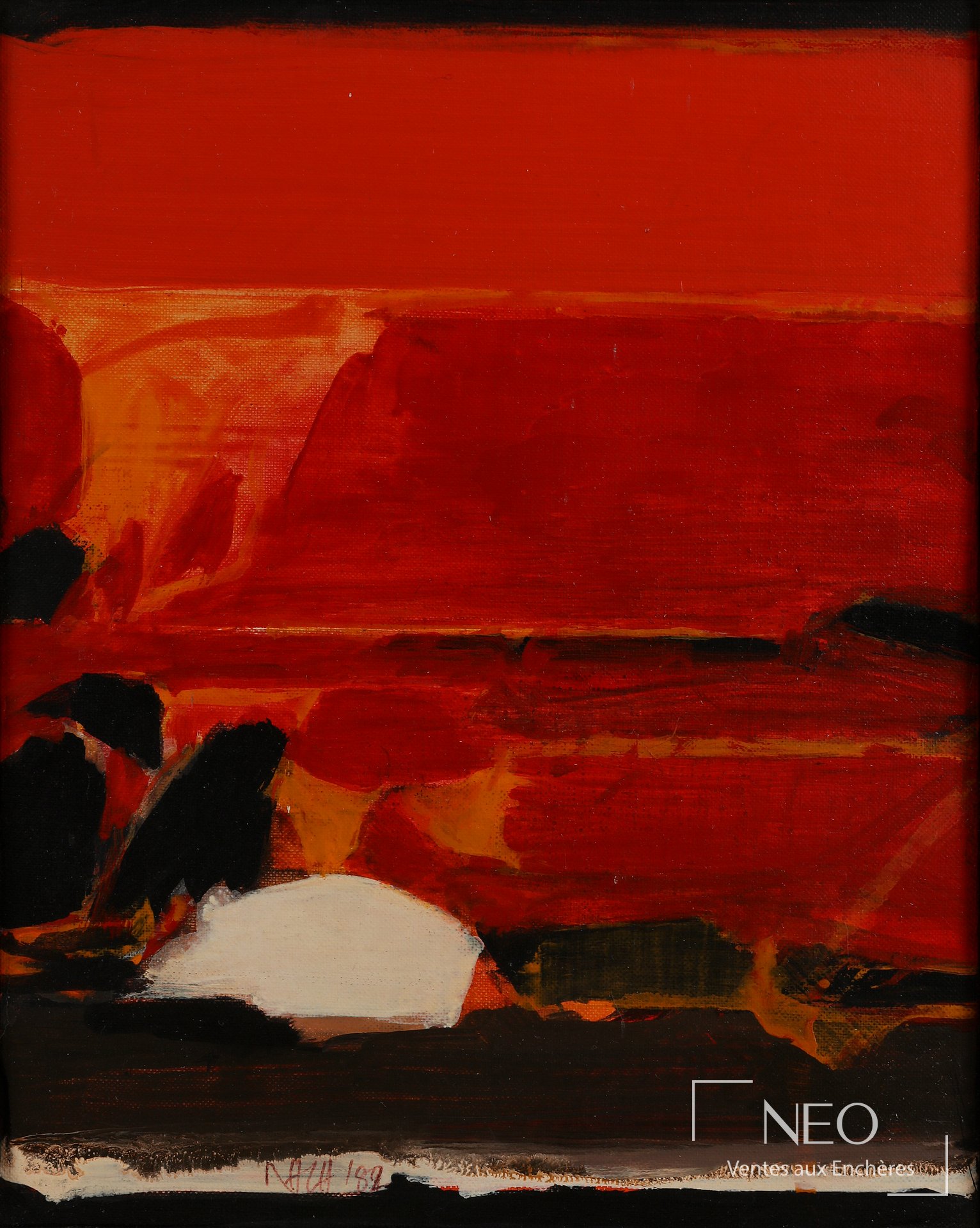 Sayed Haider Raza Composition abstraite, 1982, huile sur toile